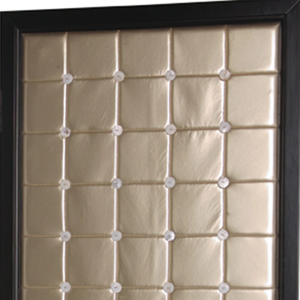 Gold Wood & Fabric Screen By Homeroots - 277096 - Image 4