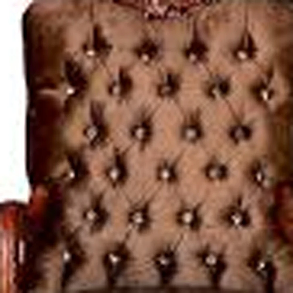 Golden Brown Velvet Chair & Pillow By Homeroots - Image 2