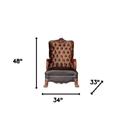 Golden Brown Velvet Chair & Pillow By Homeroots - Image 3