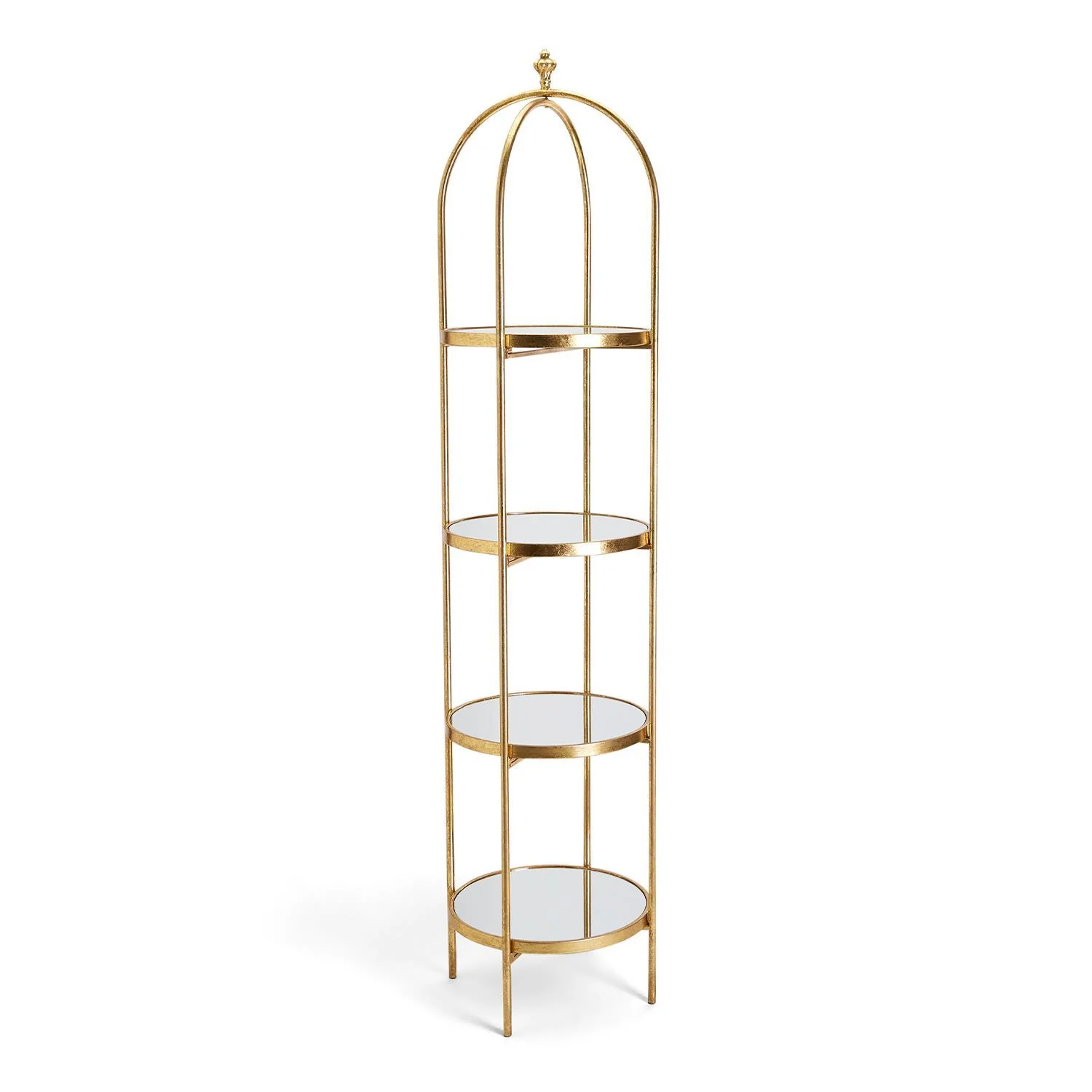 Golden Etagere with 4 Mirror Glass Shelves By Two's Company - Image 2