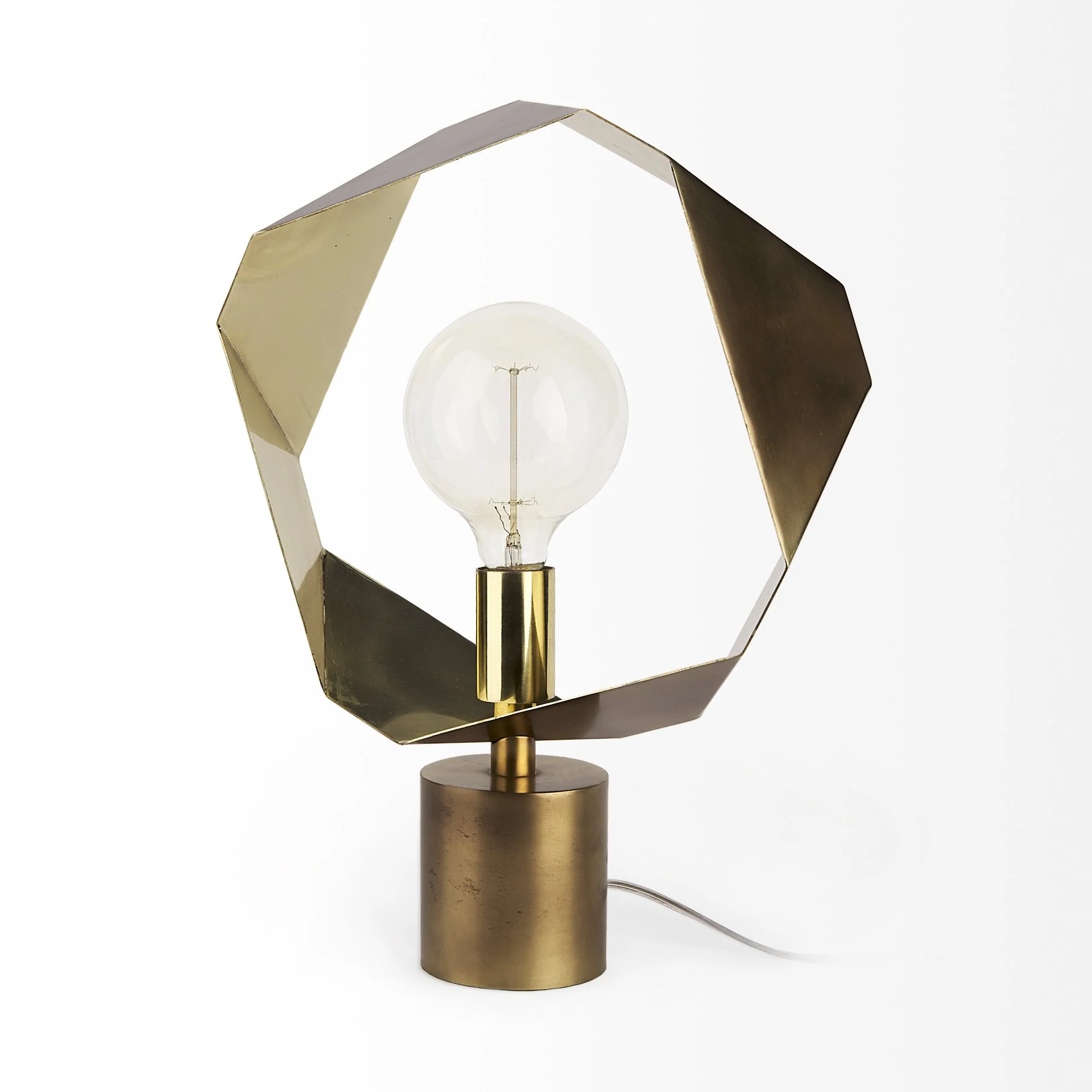 Golden Geometric Halo Table or Desk Lamp By Homeroots - Image 2