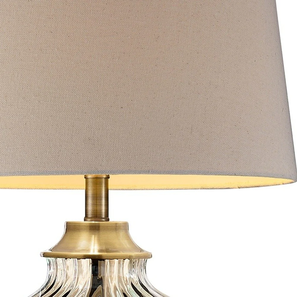 Golden Hue Glass Table Lamp with Cream Fabric Shade By Homeroots - Image 5