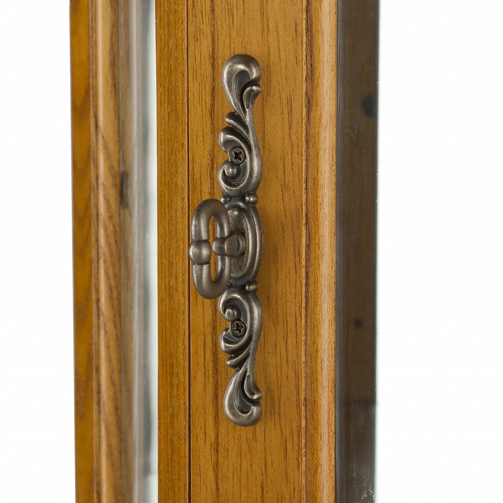Golden Oak Scallop Top Lighted Corner Curio Cabinet By Homeroots - Image 4