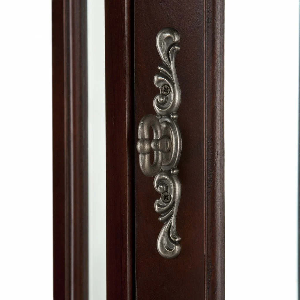 Golden Oak Scallop Top Lighted Corner Curio Cabinet By Homeroots - Image 9