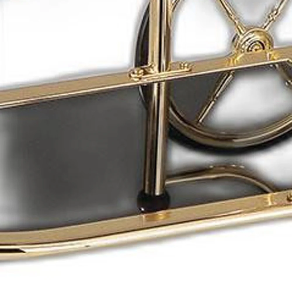 Golden Plated And Black Glass Serving Cart By Homeroots - Image 5