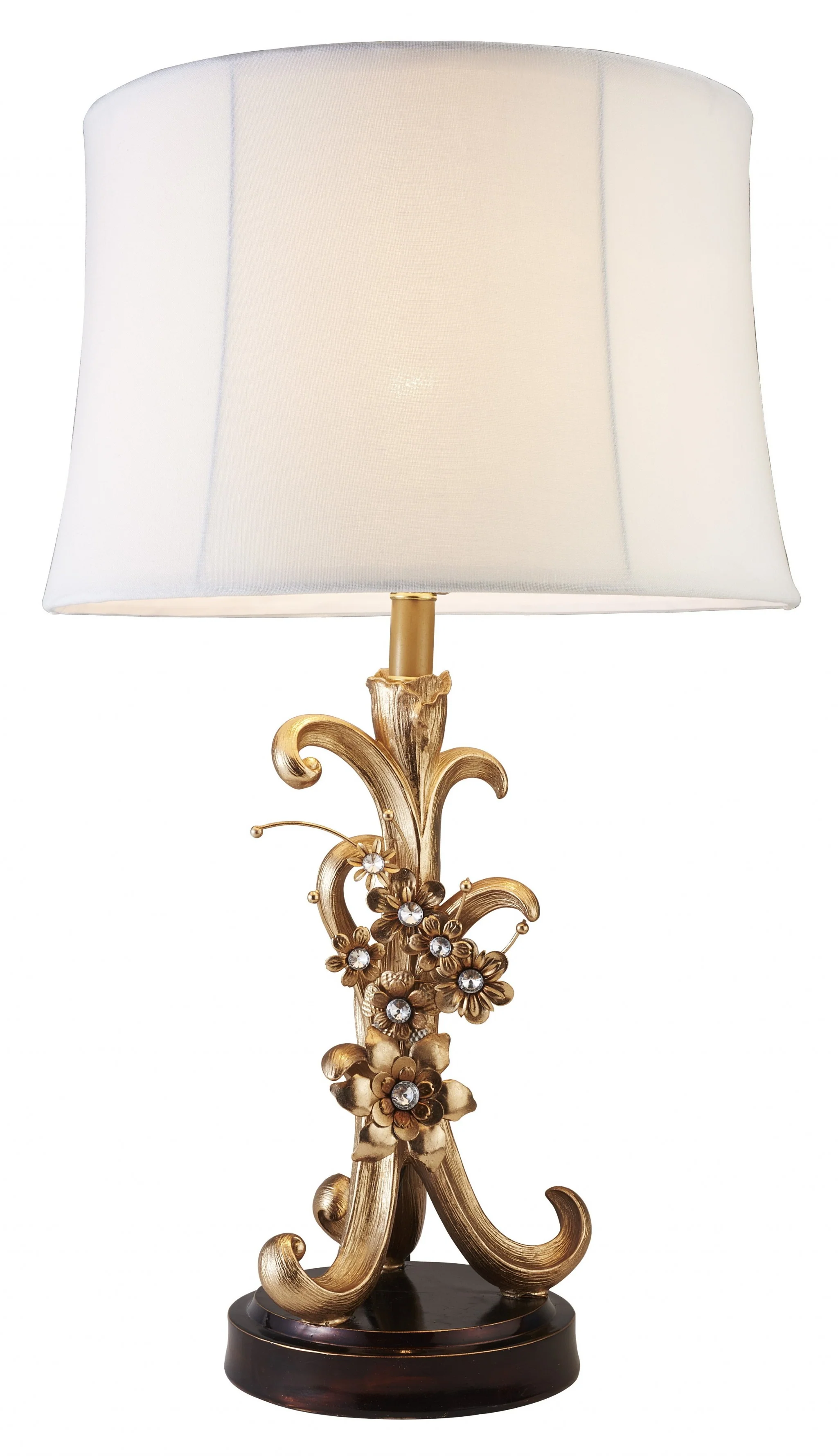 Golden Scroll and Faux Crystal Bling Table Lamp By Homeroots - Image 2