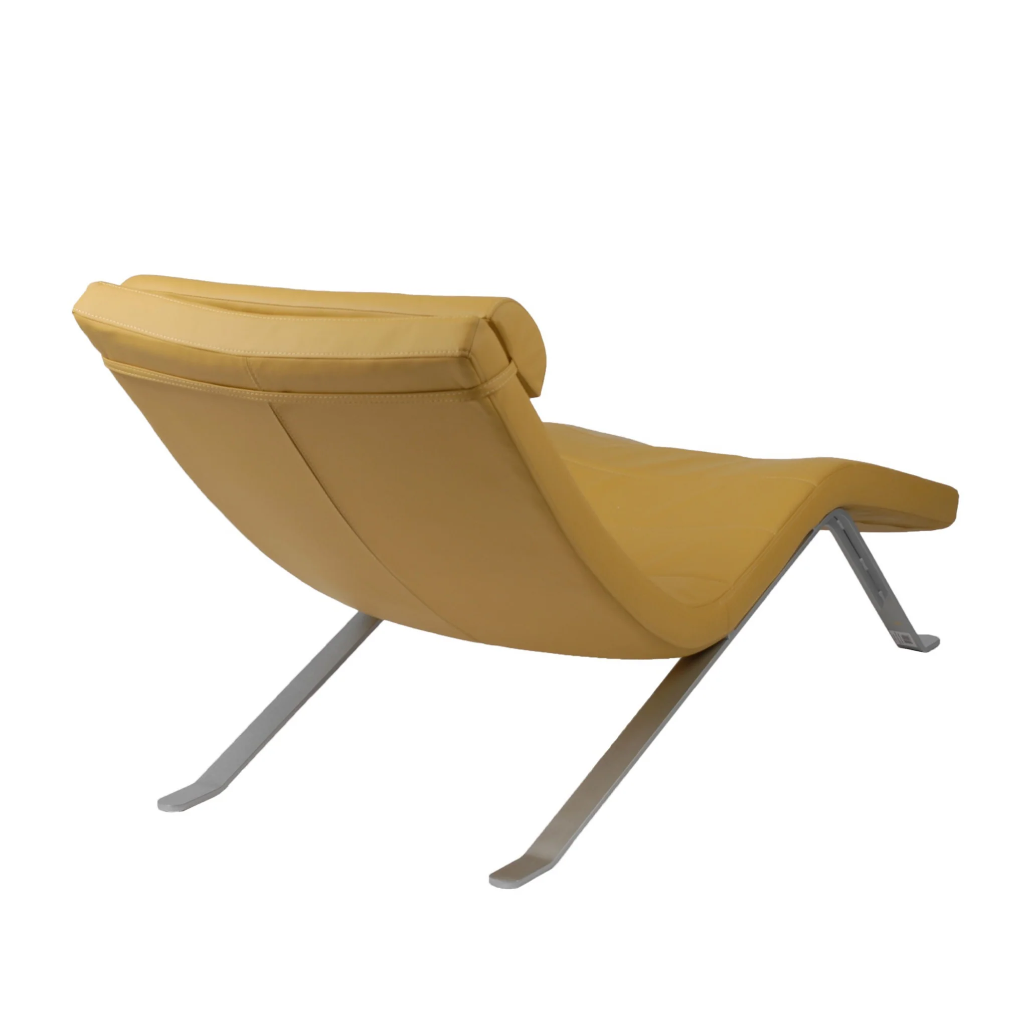 Goldenrod Faux Leather and Chrome Wavy Chaise Lounge Chair By Homeroots - Image 3