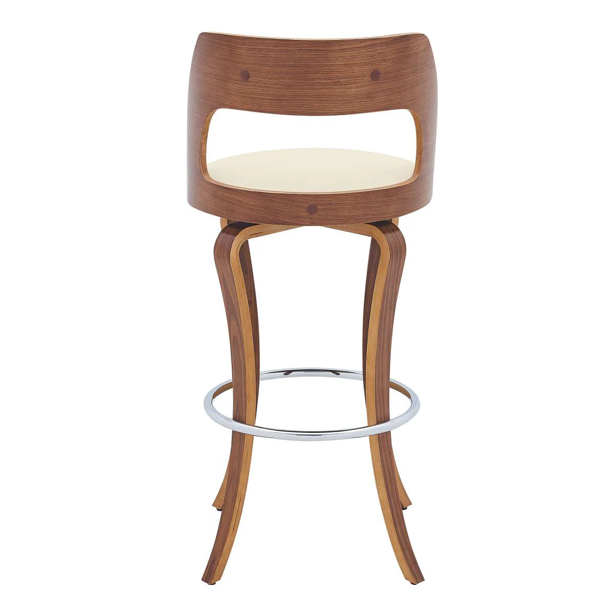 Grady 30" Swivel Cream Faux Leather and Walnut Wood Bar Stool By Armen Living - Image 6