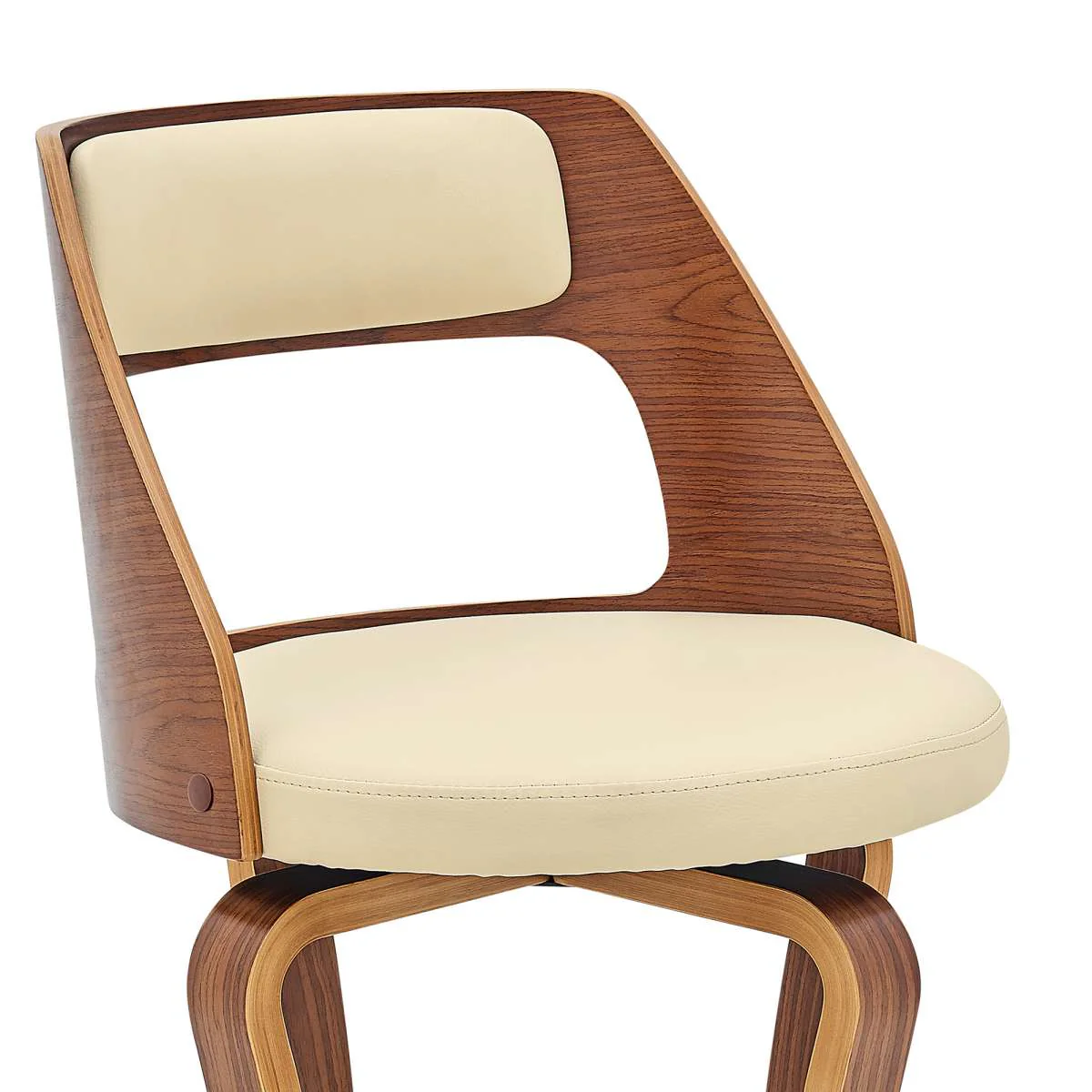 Grady 30" Swivel Cream Faux Leather and Walnut Wood Bar Stool By Armen Living - Image 7