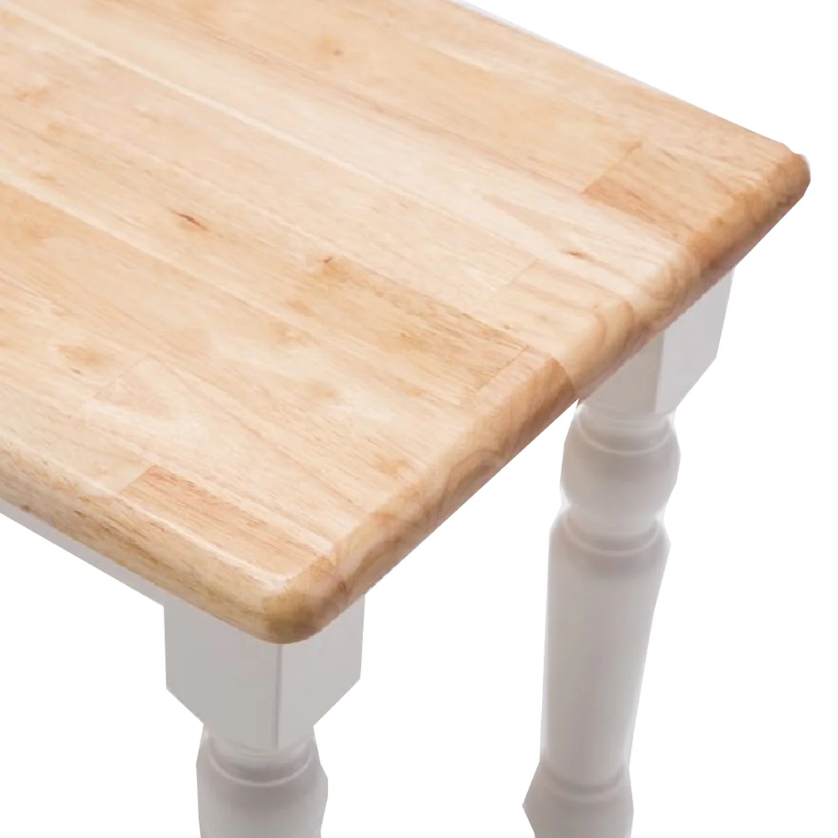 Grained Rectangular Wooden Bench With Turned Legs, Natural Brown And White By Benzara - Image 5