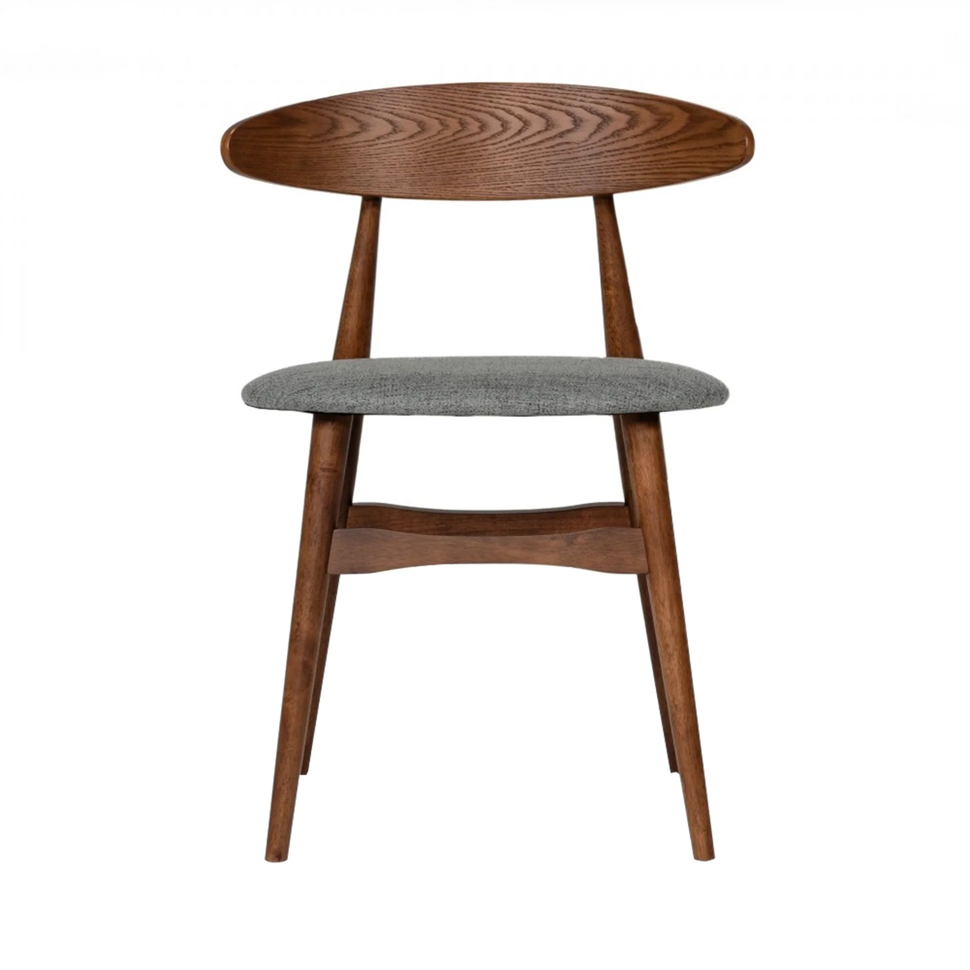 Grained Wooden Dining Chair with Padded Seat, Set of 2, Gray and Brown By Benzara - Image 2