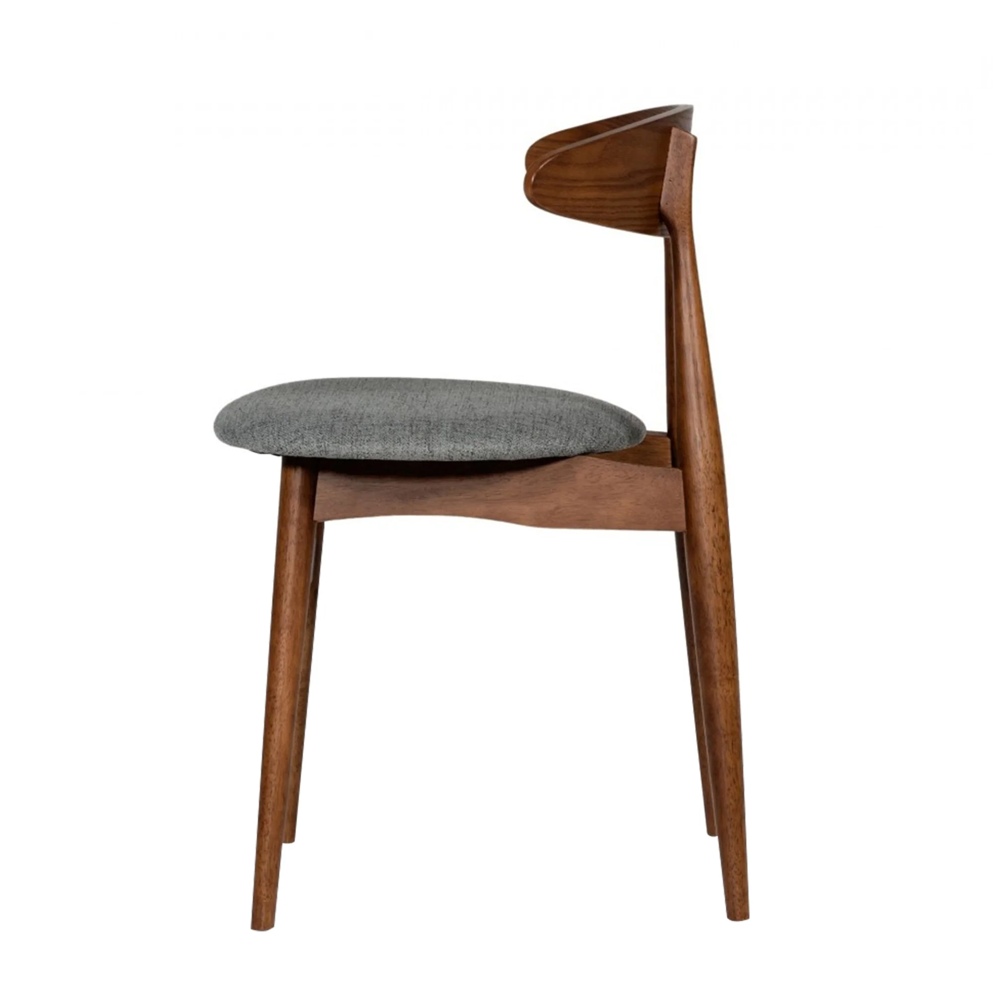 Grained Wooden Dining Chair with Padded Seat, Set of 2, Gray and Brown By Benzara - Image 3