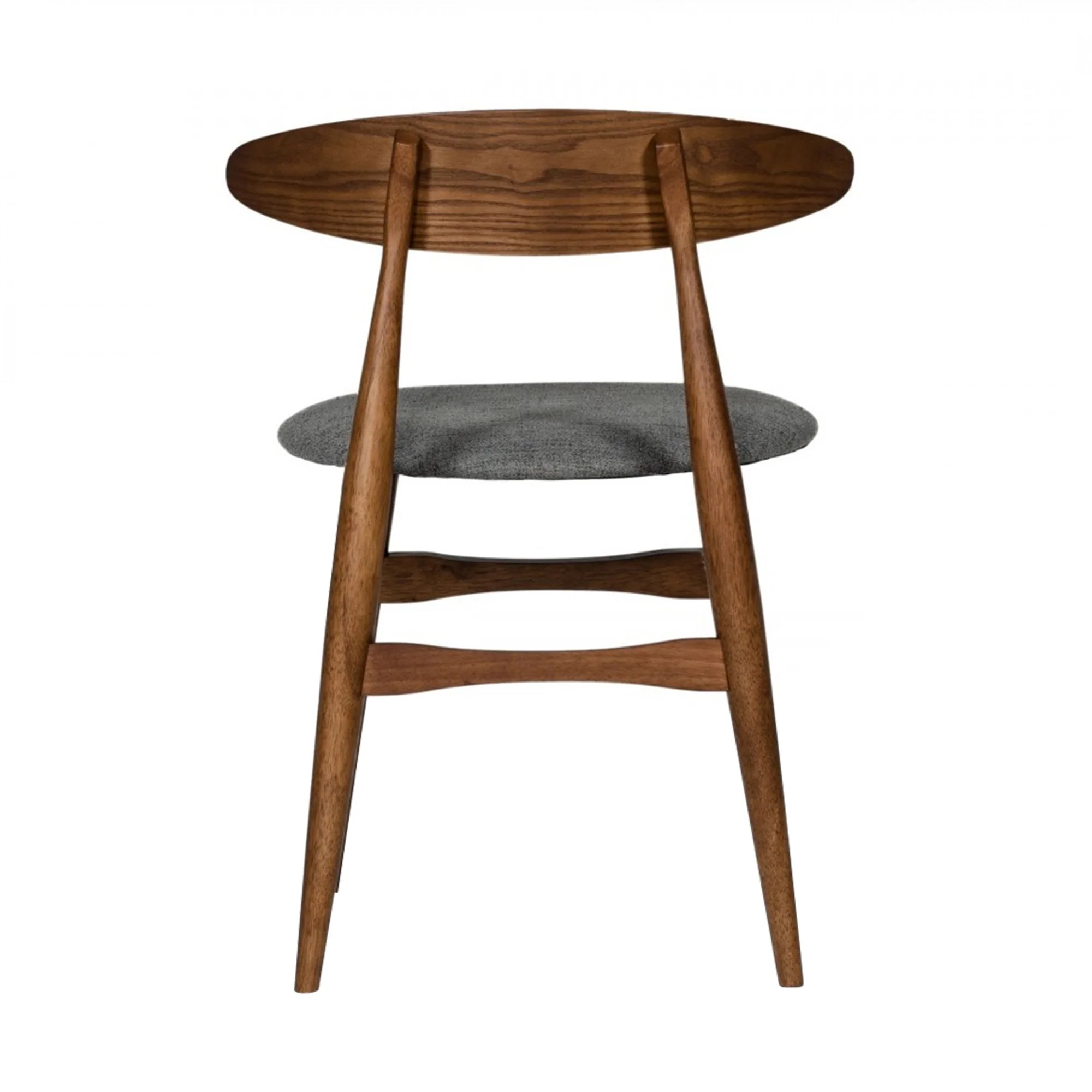 Grained Wooden Dining Chair with Padded Seat, Set of 2, Gray and Brown By Benzara - Image 4