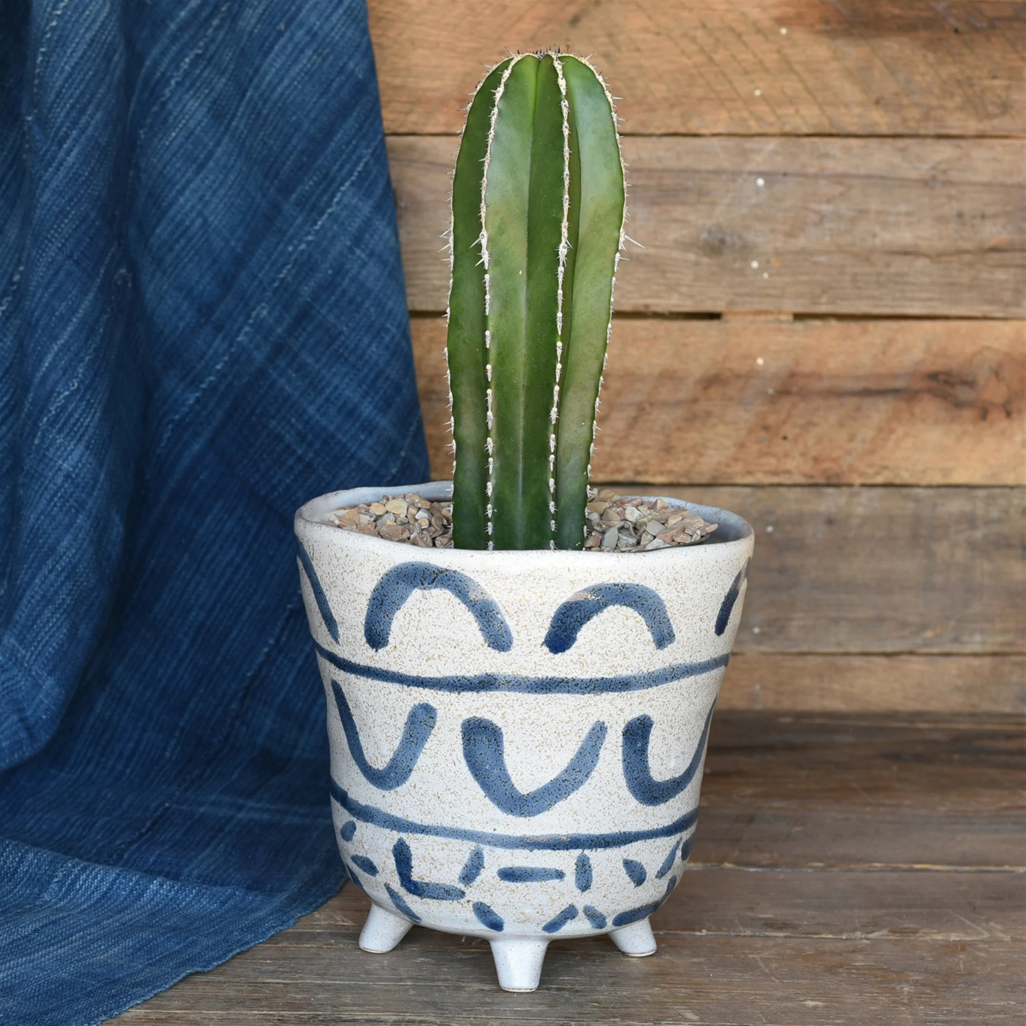 Granada Painted Bowl, Ceramic - Large - Blue & White Set Of 2 By HomArt - Image 2
