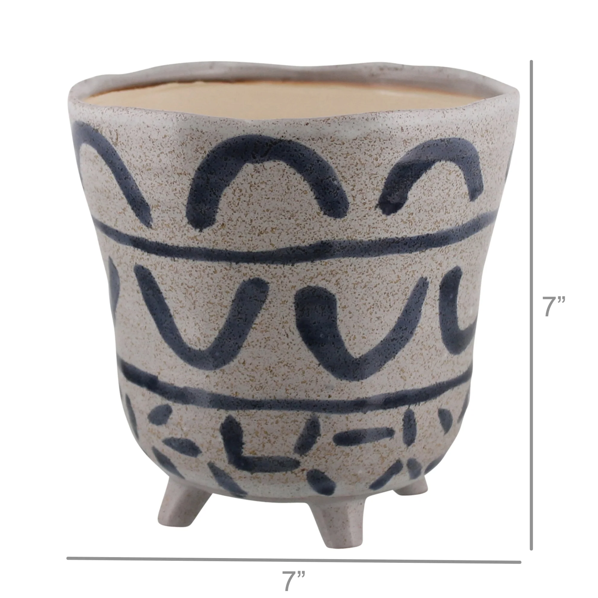 Granada Painted Bowl, Ceramic - Large - Blue & White Set Of 2 By HomArt - Image 5