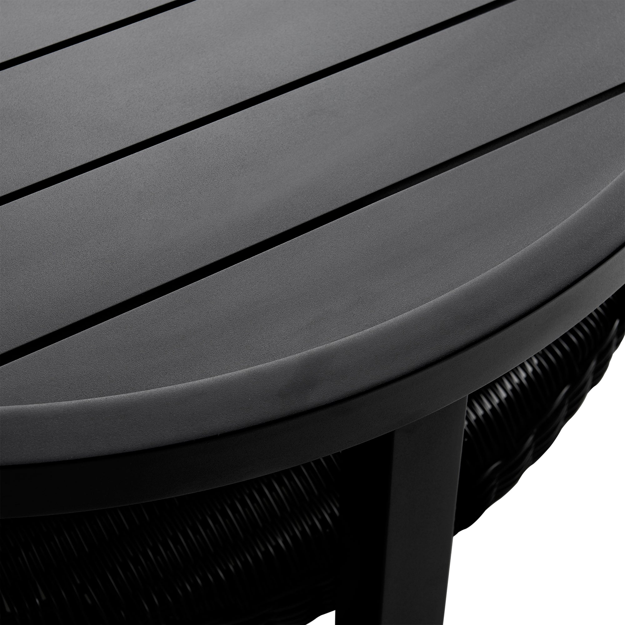 Grand 3 Piece Black Aluminum Outdoor Seating Set with Dark Gray Cushions By Armen Living - Image 10