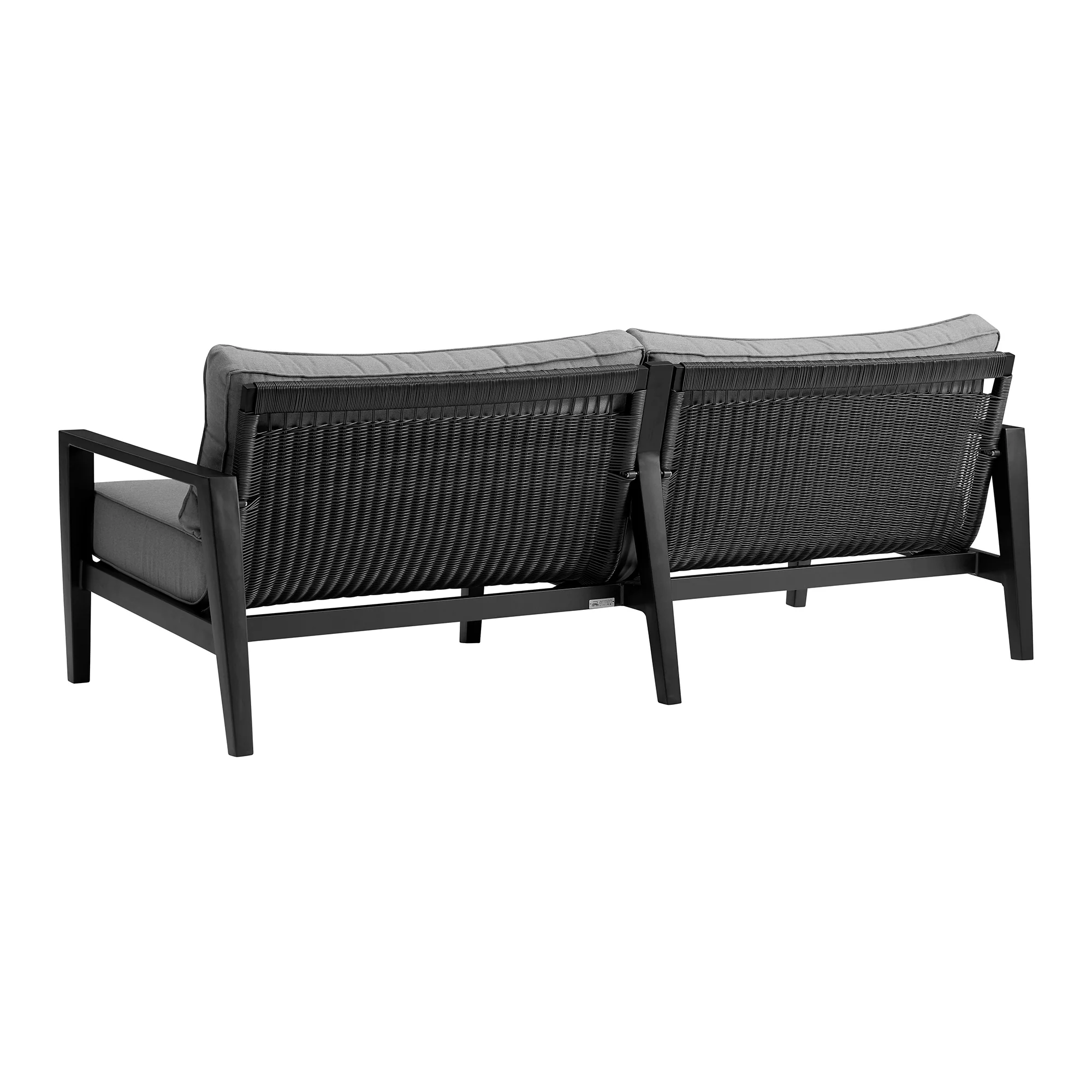 Grand 4 Piece Black Aluminum Outdoor Seating Set with Dark Gray Cushions By Armen Living - Image 4