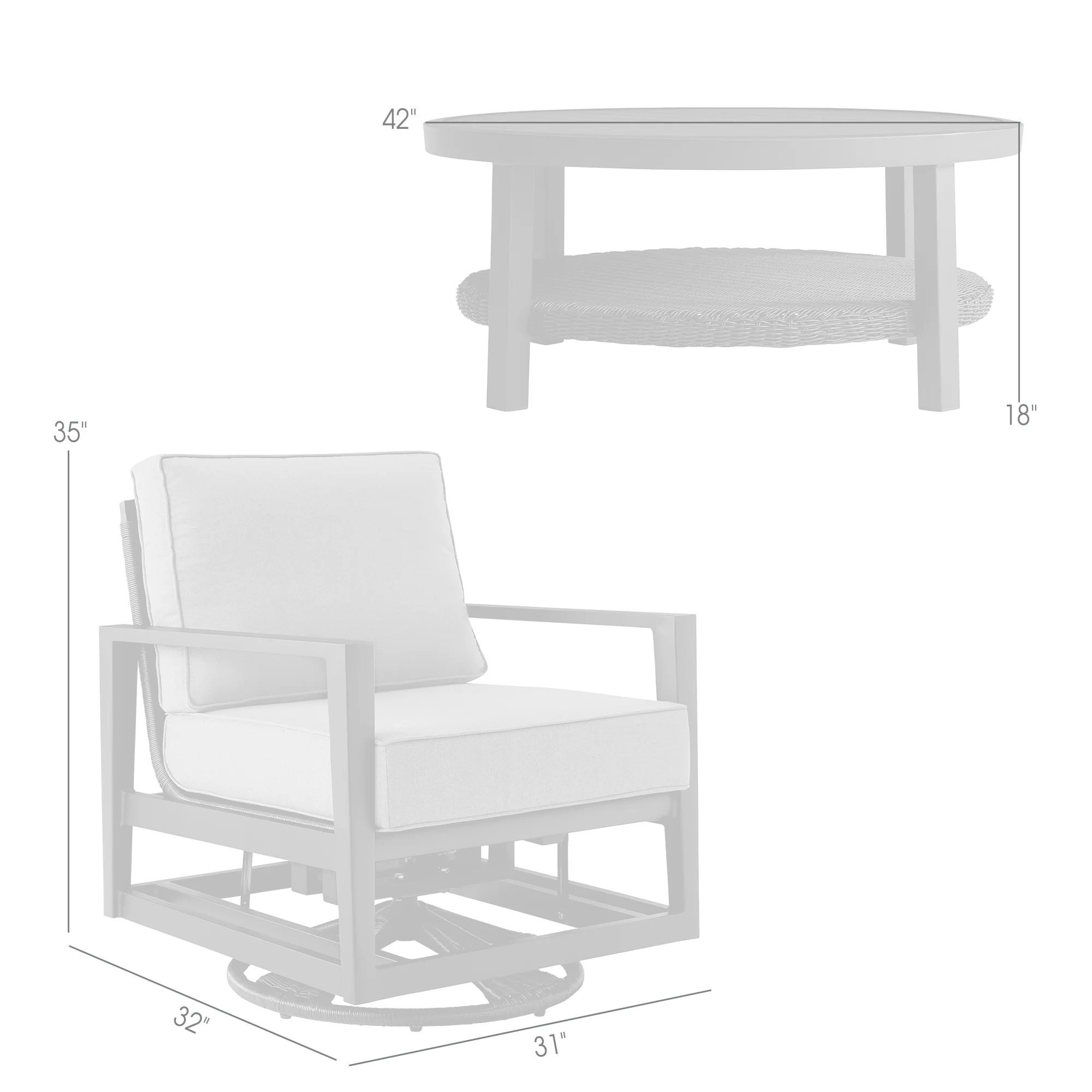 Grand 5 Piece Black Aluminum Outdoor Seating Set with Dark Gray Cushions By Armen Living - Image 9
