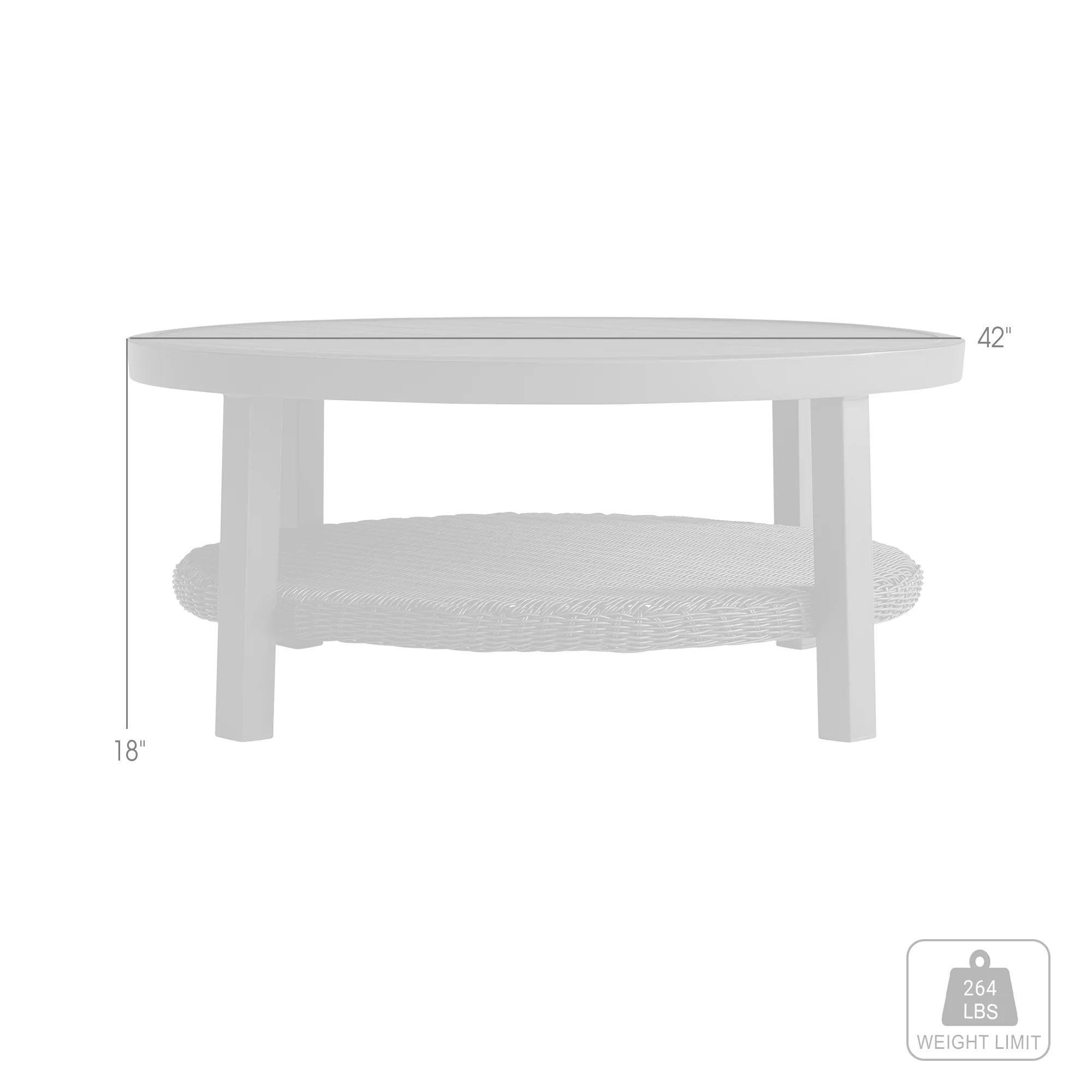 Grand Black Aluminum Outdoor Round Conversation Table with Wicker Shelf By Armen Living - Image 9