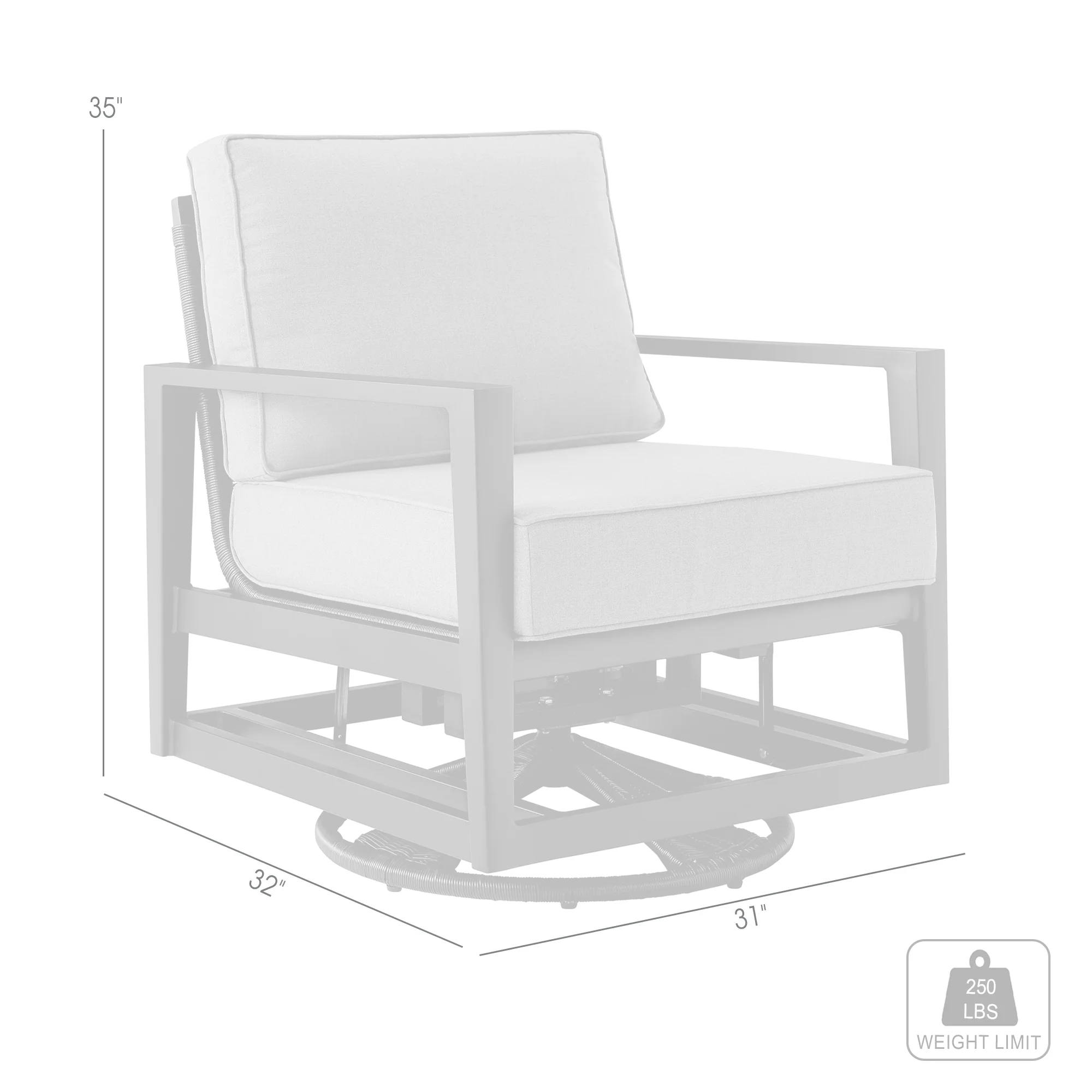 Grand Black Aluminum Outdoor Swivel Glider Chair with Dark Gray Cushions By Armen Living - Image 10