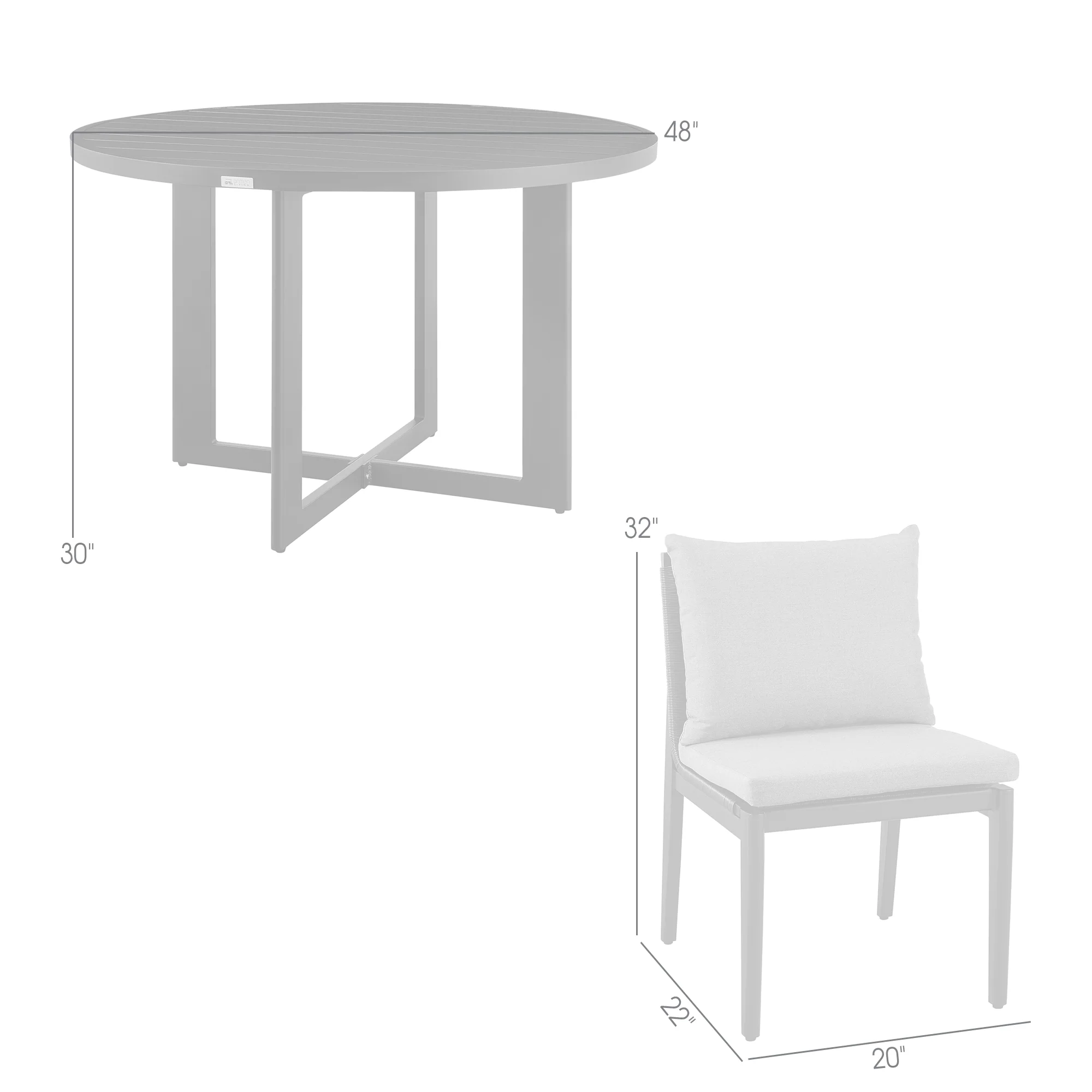 Grand Outdoor Patio 5-Piece Round Dining Table Set in Aluminum with Grey Cushions By Armen Living - Image 9