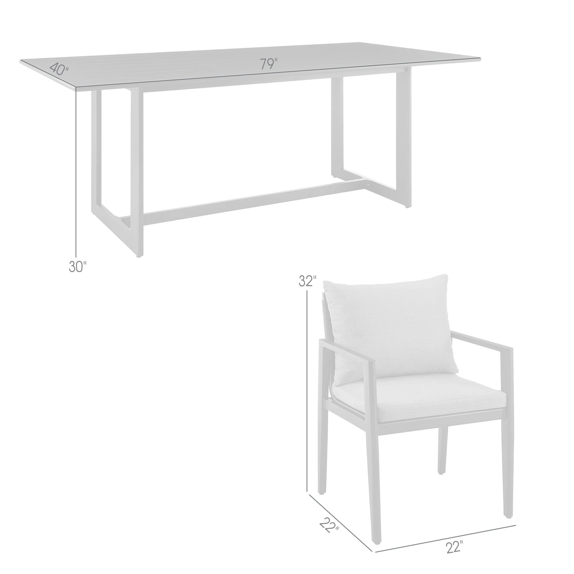 Grand Outdoor Patio 7-Piece Dining Table Set in Aluminum with Grey Cushions By Armen Living - Image 9