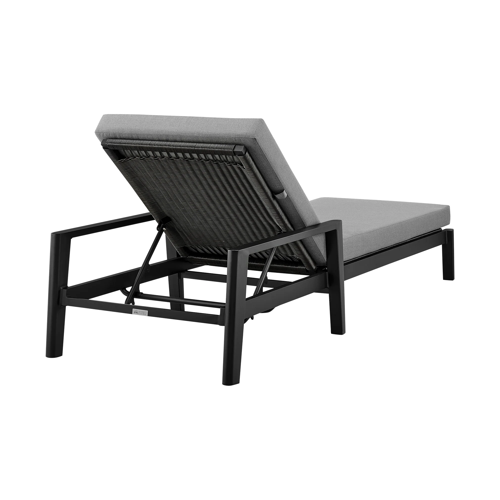 Grand Outdoor Patio Adjustable Chaise Lounge Chair in Aluminum with Grey Cushions By Armen Living - Image 5