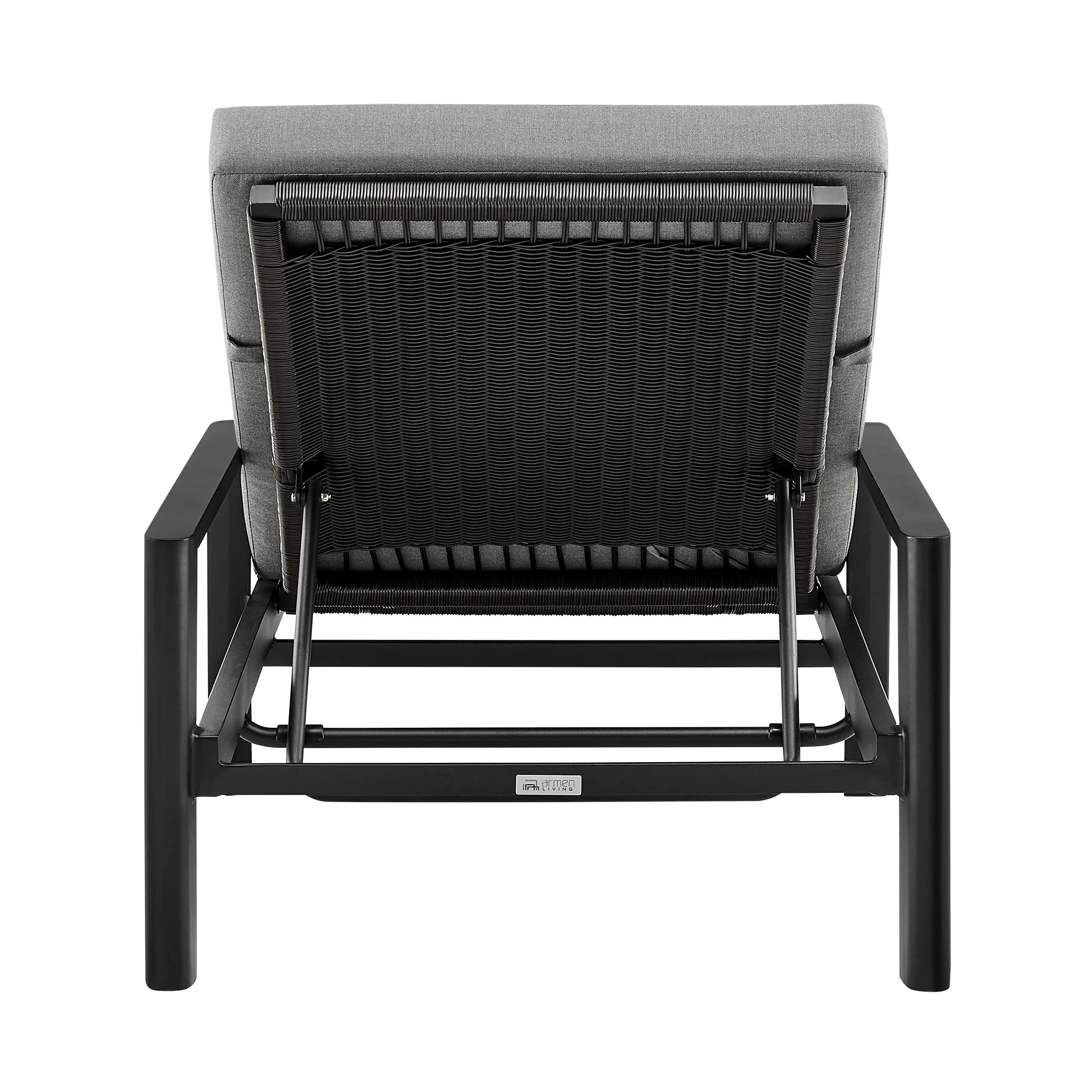 Grand Outdoor Patio Adjustable Chaise Lounge Chair in Aluminum with Grey Cushions By Armen Living - Image 6