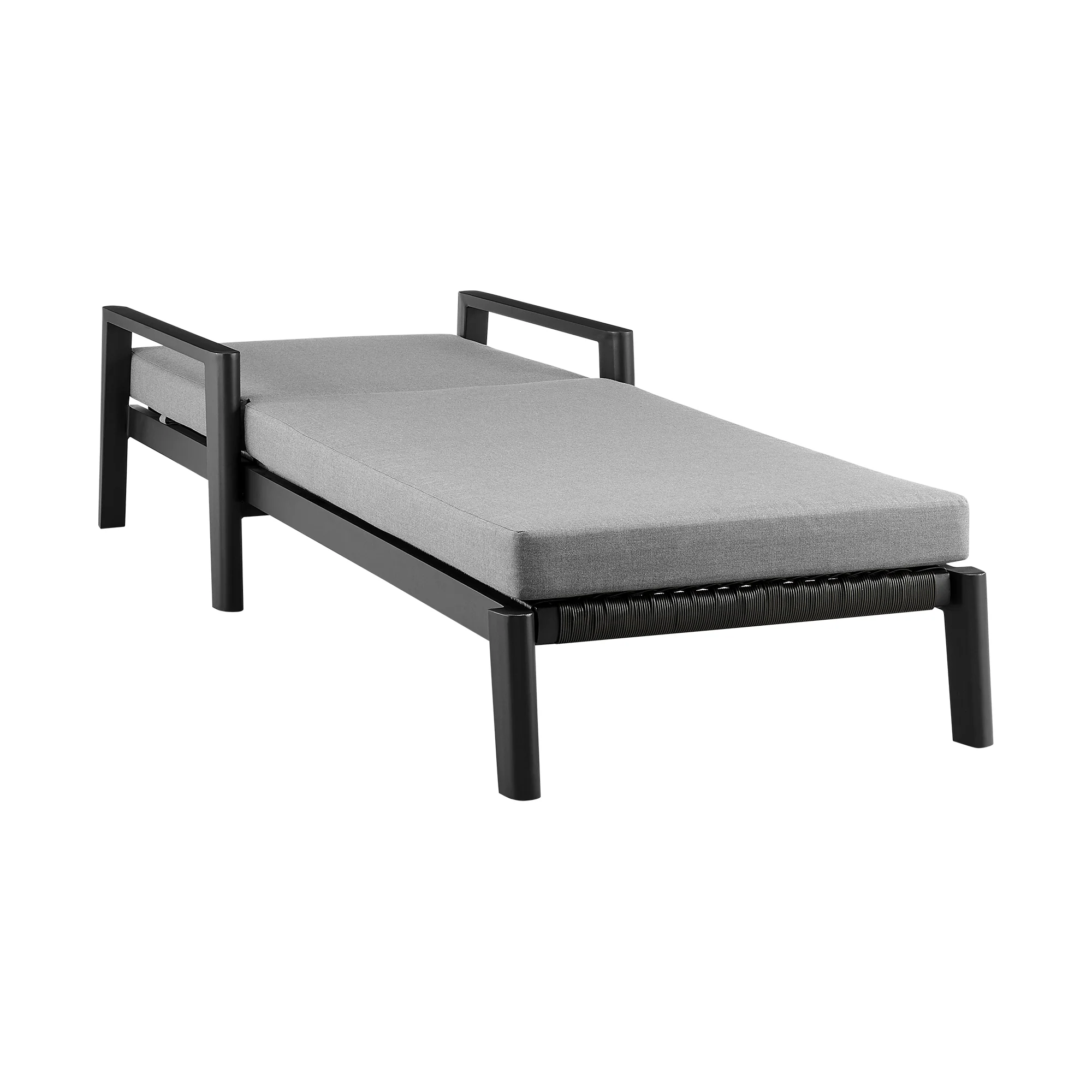 Grand Outdoor Patio Adjustable Chaise Lounge Chair in Aluminum with Grey Cushions By Armen Living - Image 7