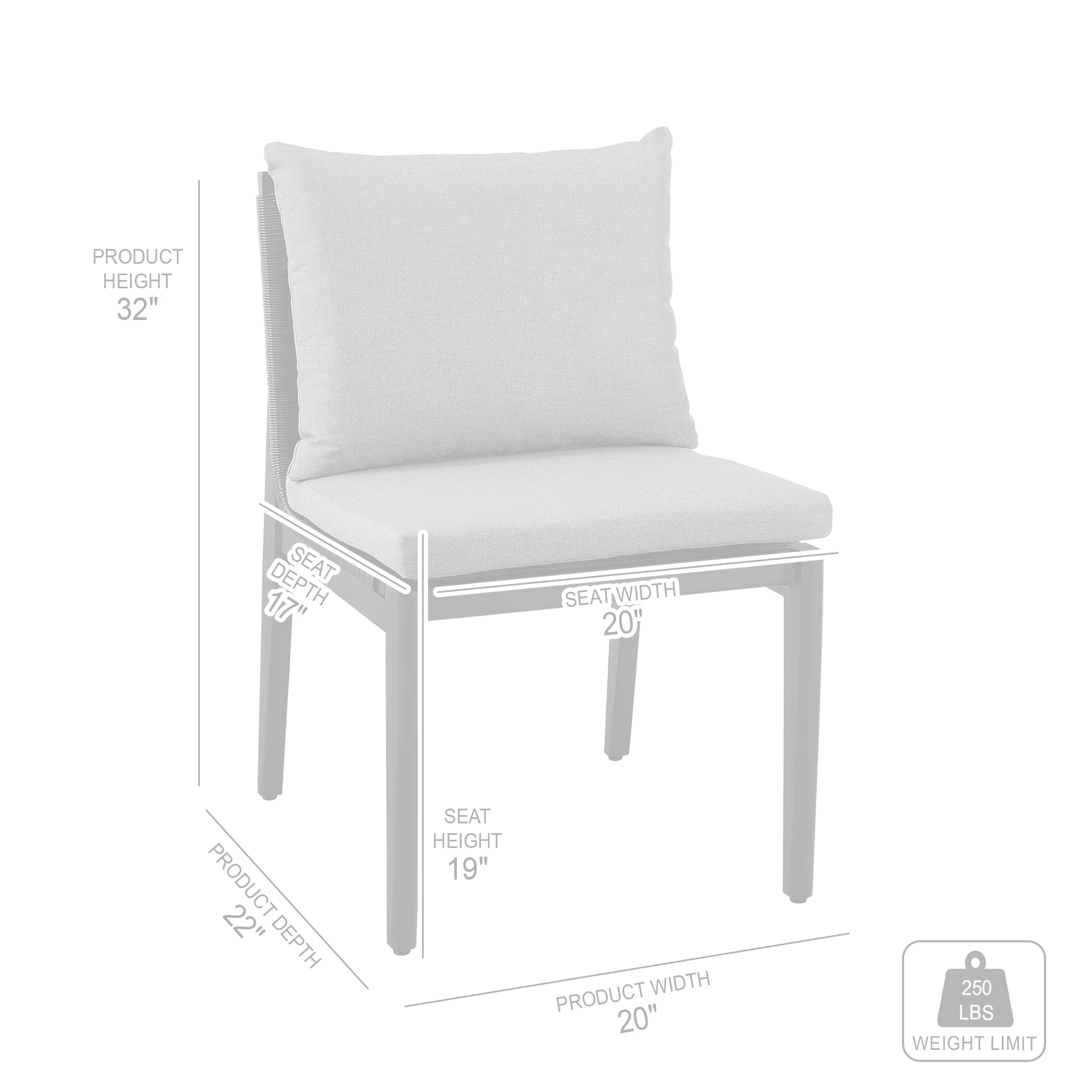 Grand Outdoor Patio Dining Chairs in Aluminum with Grey Cushions - Set of 2 By Armen Living - Image 10