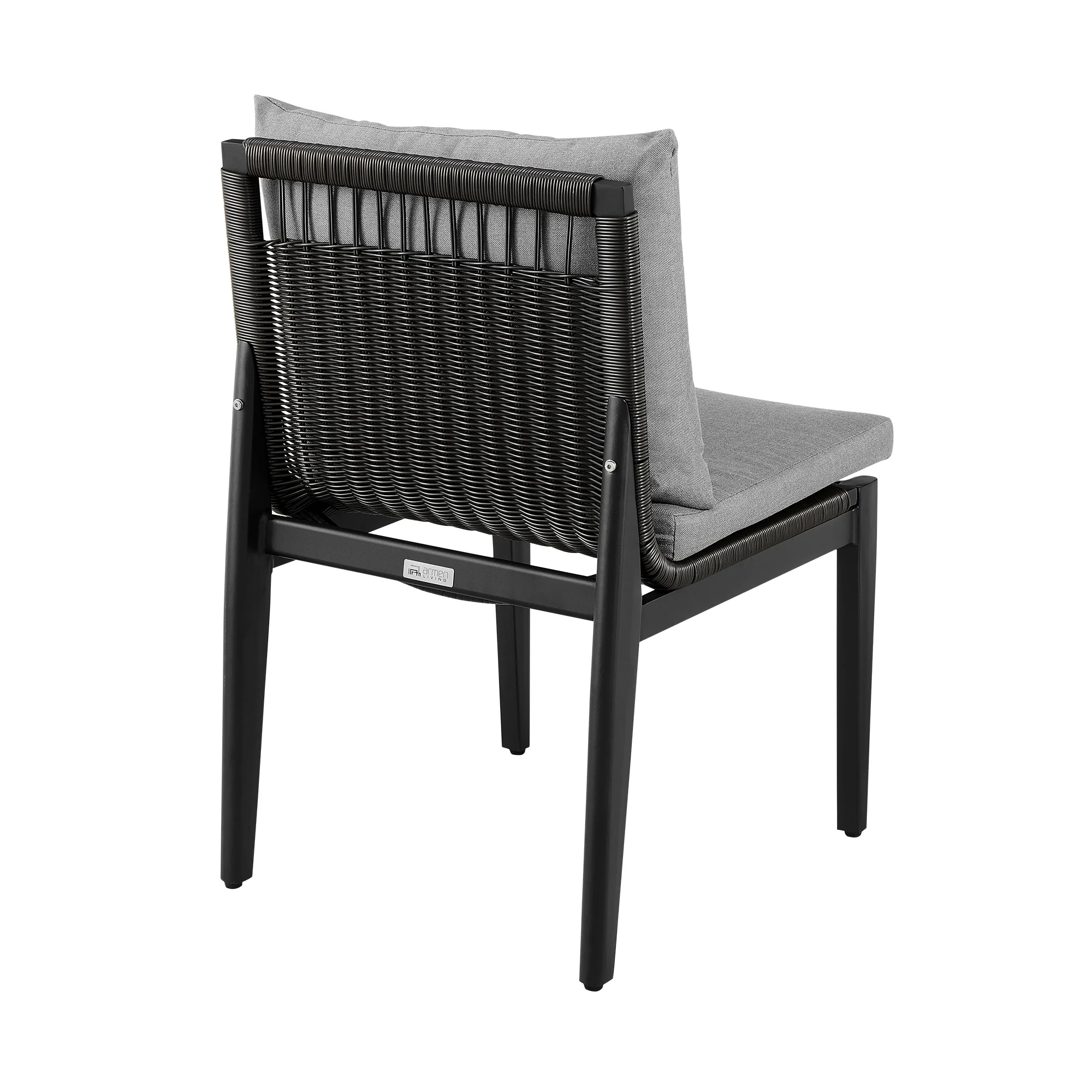 Grand Outdoor Patio Dining Chairs in Aluminum with Grey Cushions - Set of 2 By Armen Living - Image 7