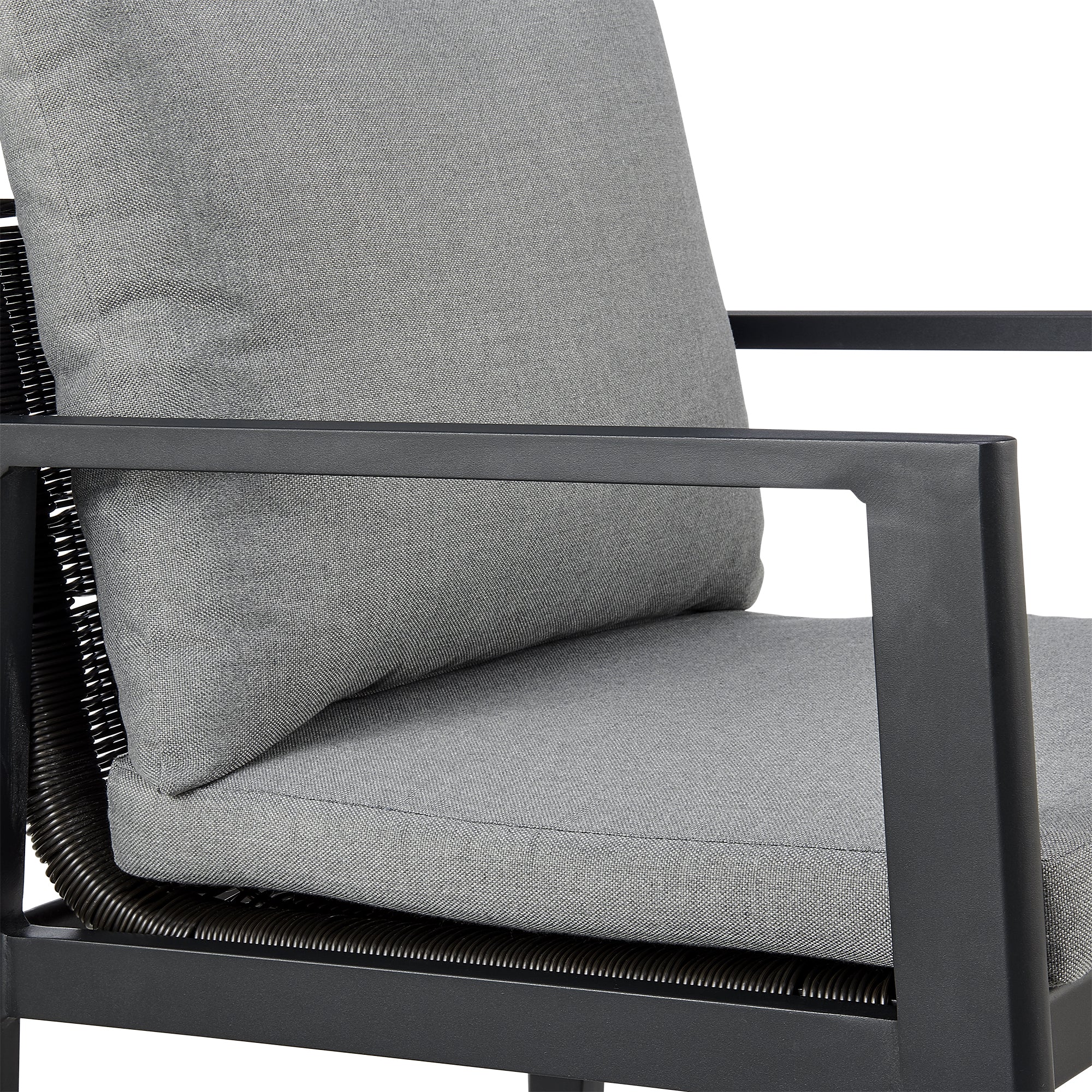 Grand Outdoor Patio Dining Chairs with Arms in Aluminum with Grey Cushions - Set of 2 By Armen Living - Image 11