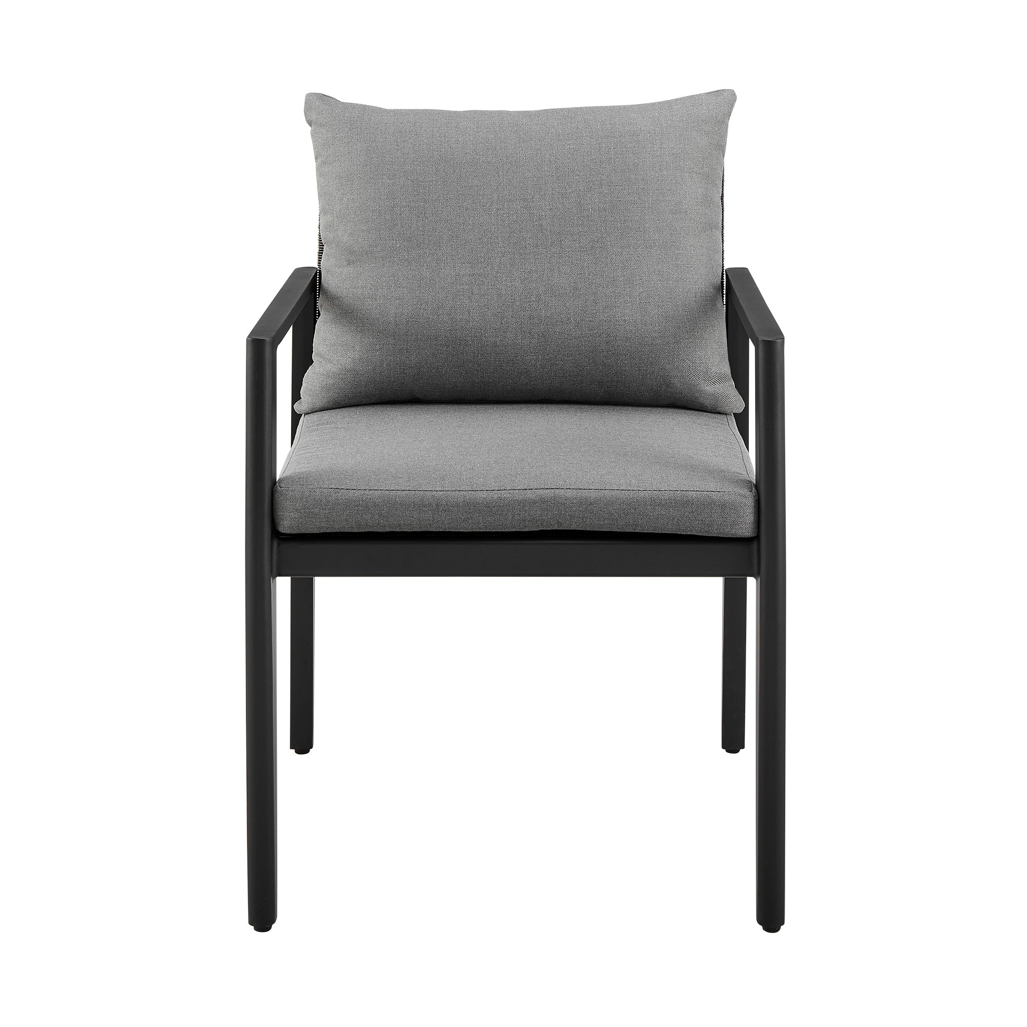 Grand Outdoor Patio Dining Chairs with Arms in Aluminum with Grey Cushions - Set of 2 By Armen Living - Image 5