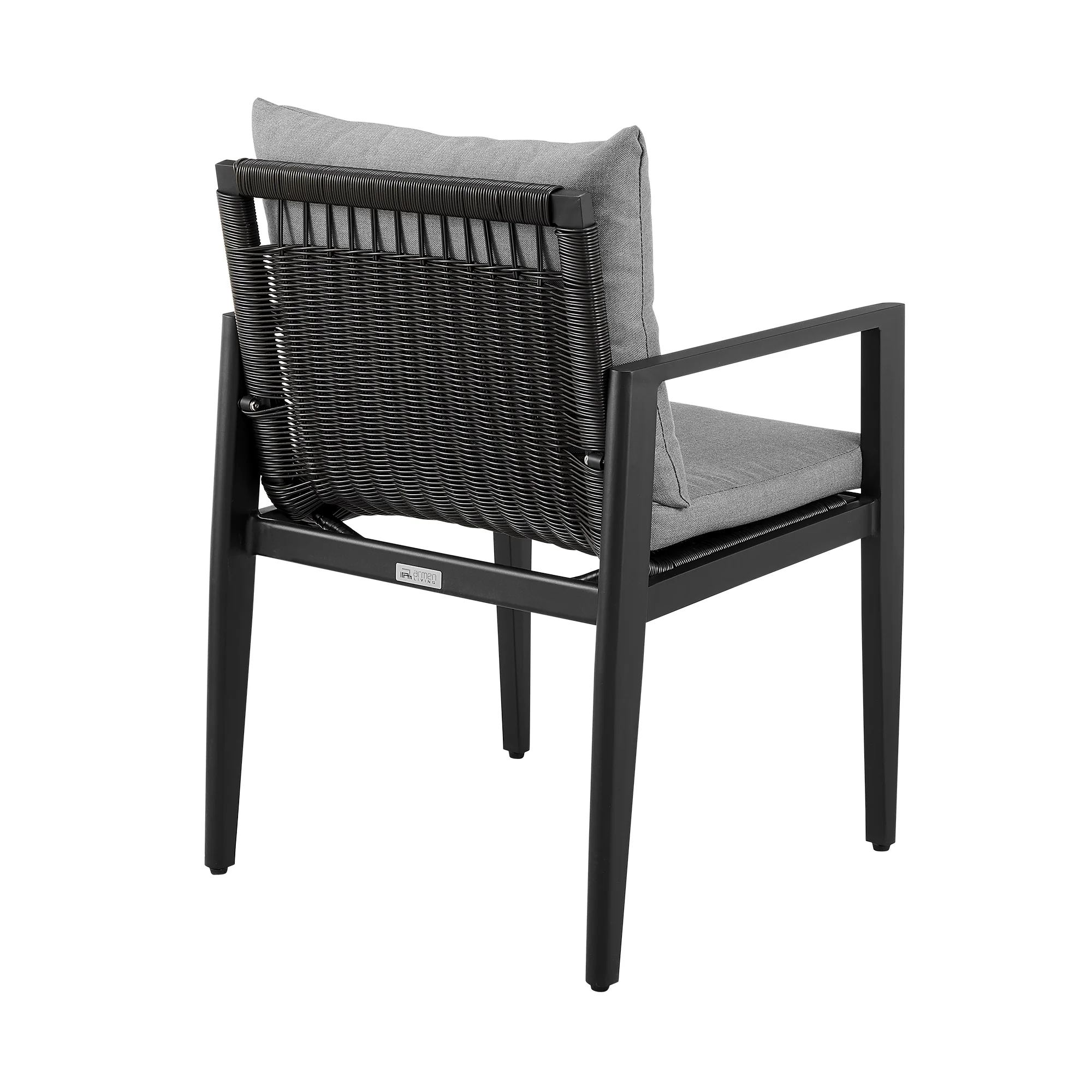 Grand Outdoor Patio Dining Chairs with Arms in Aluminum with Grey Cushions - Set of 2 By Armen Living - Image 7