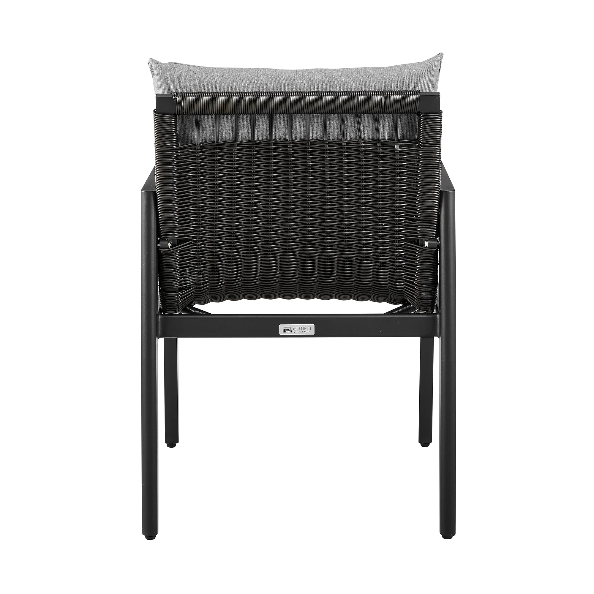 Grand Outdoor Patio Dining Chairs with Arms in Aluminum with Grey Cushions - Set of 2 By Armen Living - Image 8