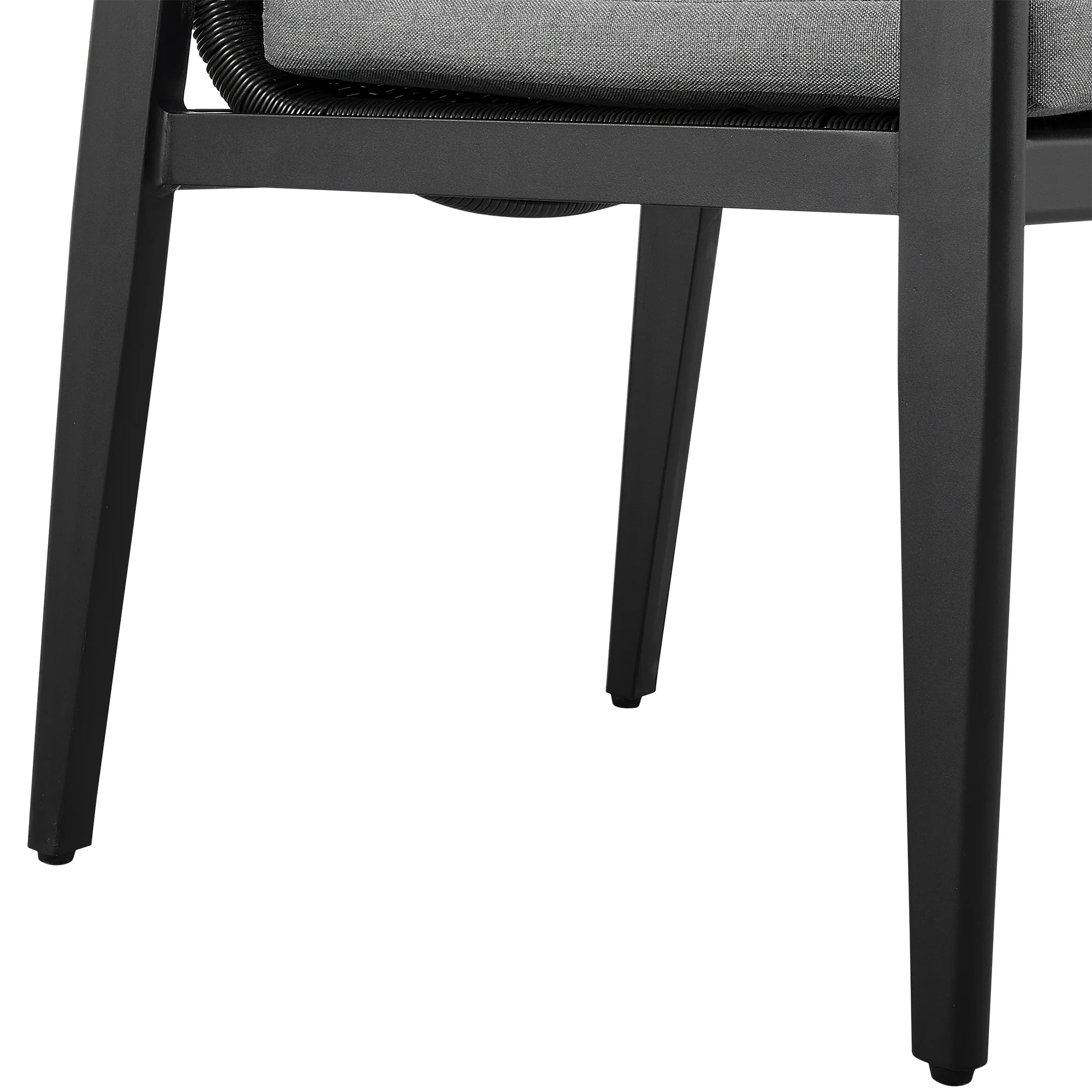 Grand Outdoor Patio Dining Chairs with Arms in Aluminum with Grey Cushions - Set of 2 By Armen Living - Image 9