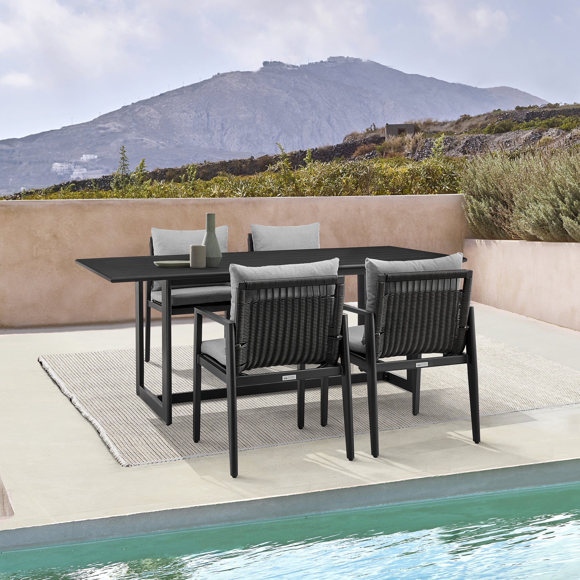 Grand Outdoor Patio Dining Table in Aluminum By Armen Living - Image 3