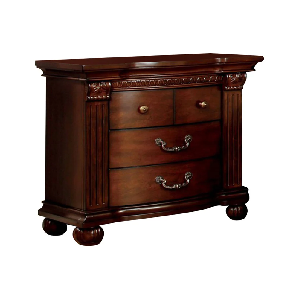 Grandom Night Stand, Cherry Brown By Benzara - Image 2