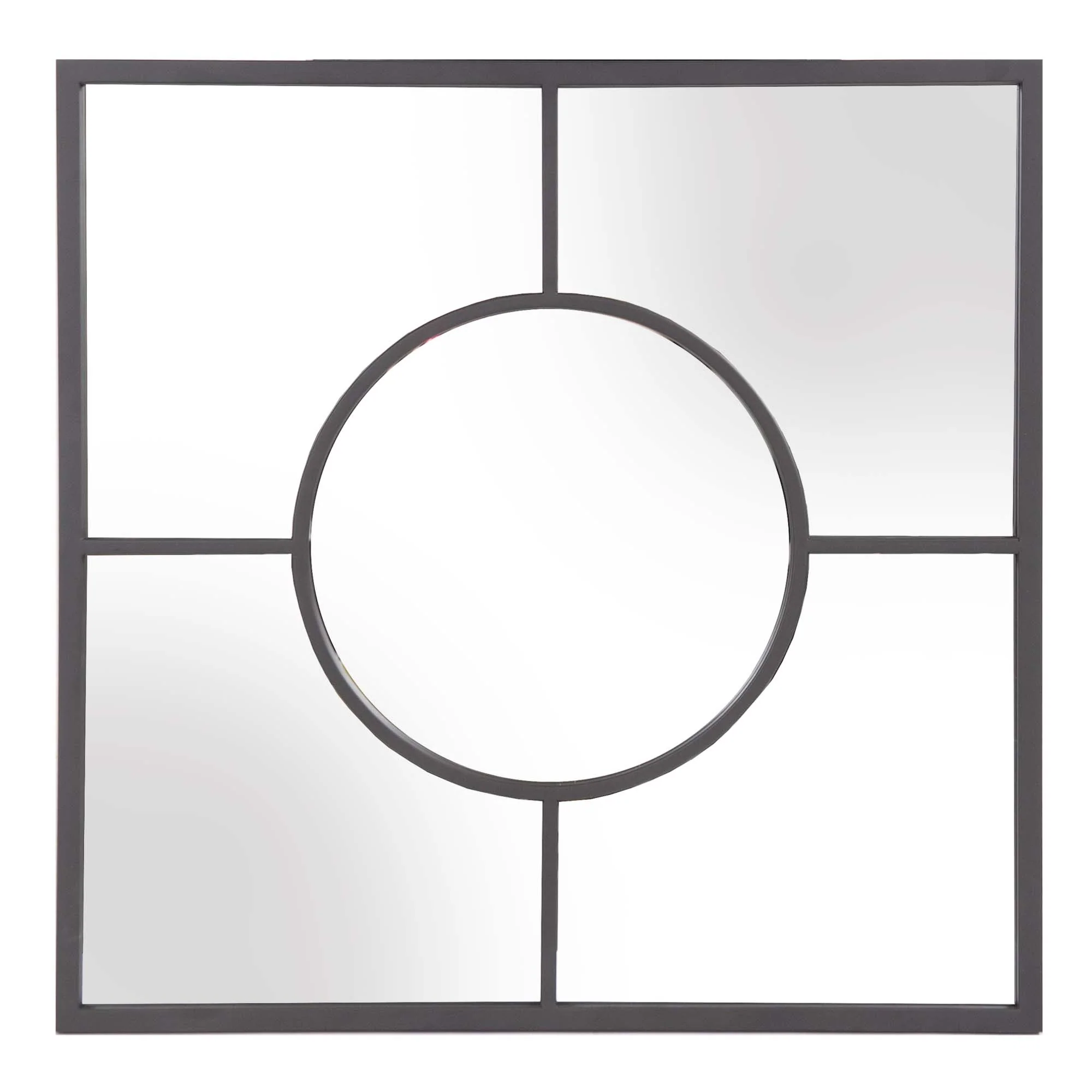 Graphite Geometric Design Square Metal Wall Mirror By Homeroots - Image 2