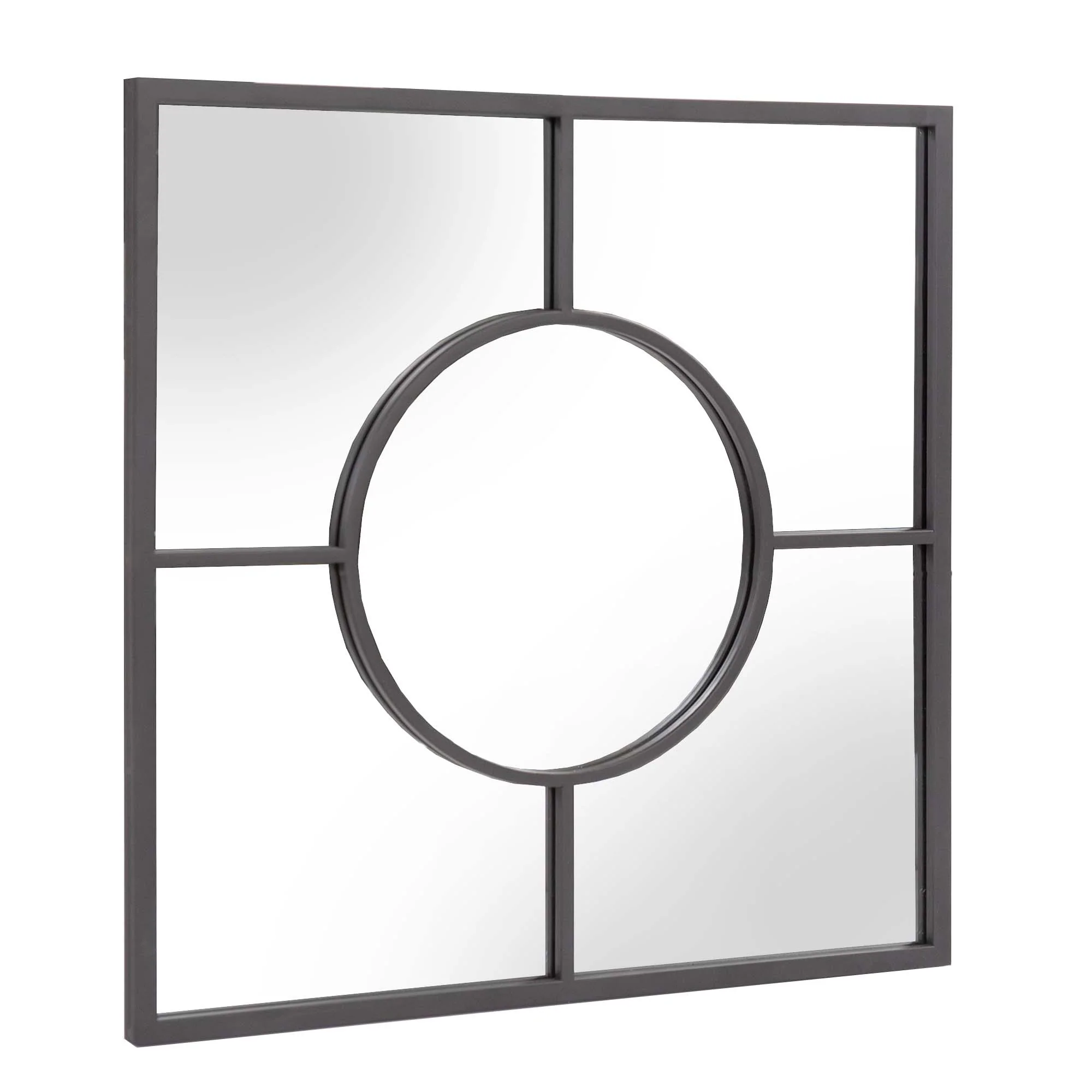 Graphite Geometric Design Square Metal Wall Mirror By Homeroots - Image 3