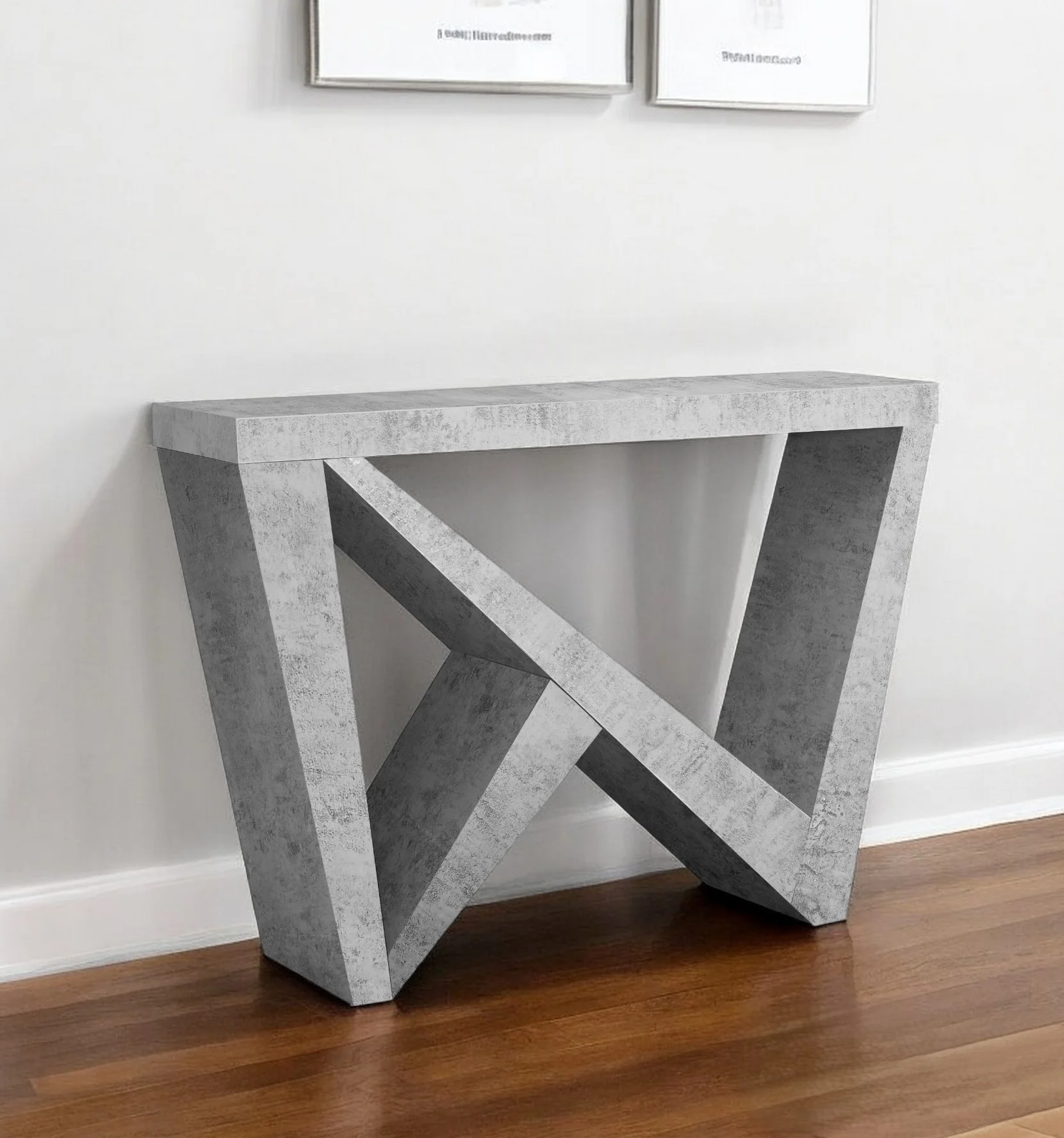 Gray Abstract Console Table By Homeroots - Image 2