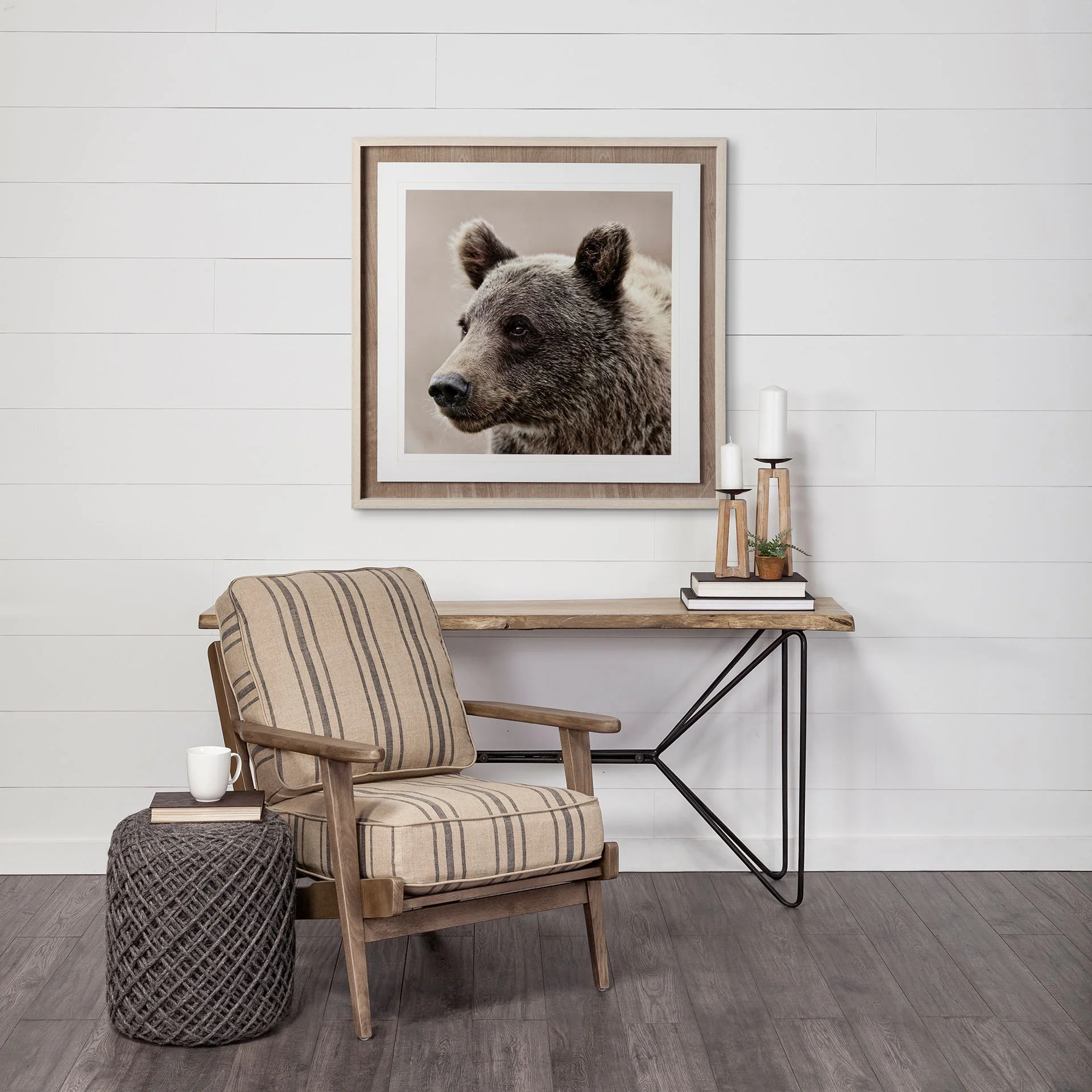 Gray Abstract Pouf Ottoman By Homeroots - Image 7