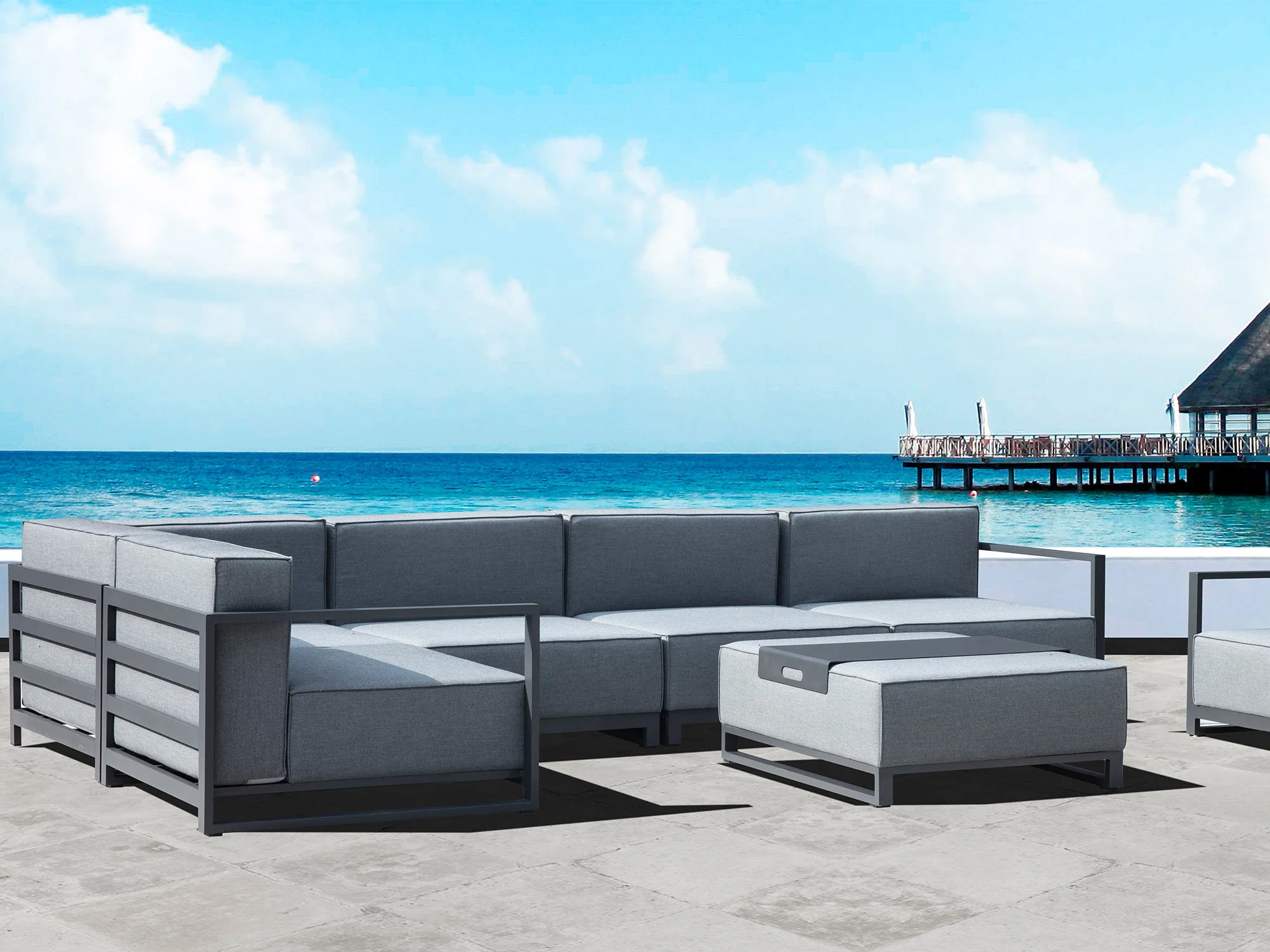 Gray Acrylic Ottoman By Homeroots - Image 3