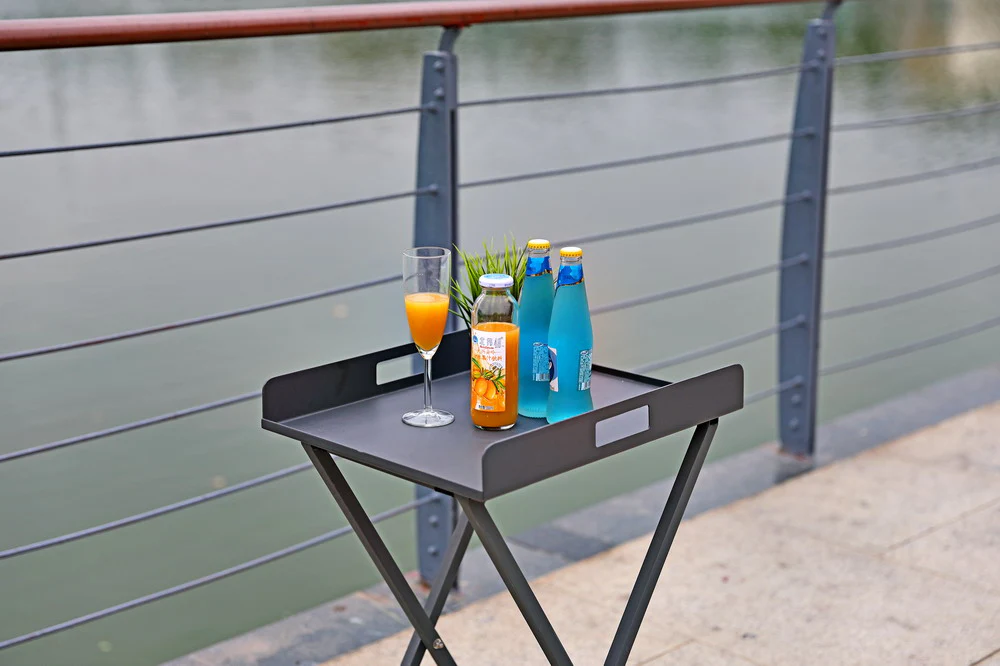 Gray Aluminum Indoor Outdoor Tray Table By Homeroots - Image 2