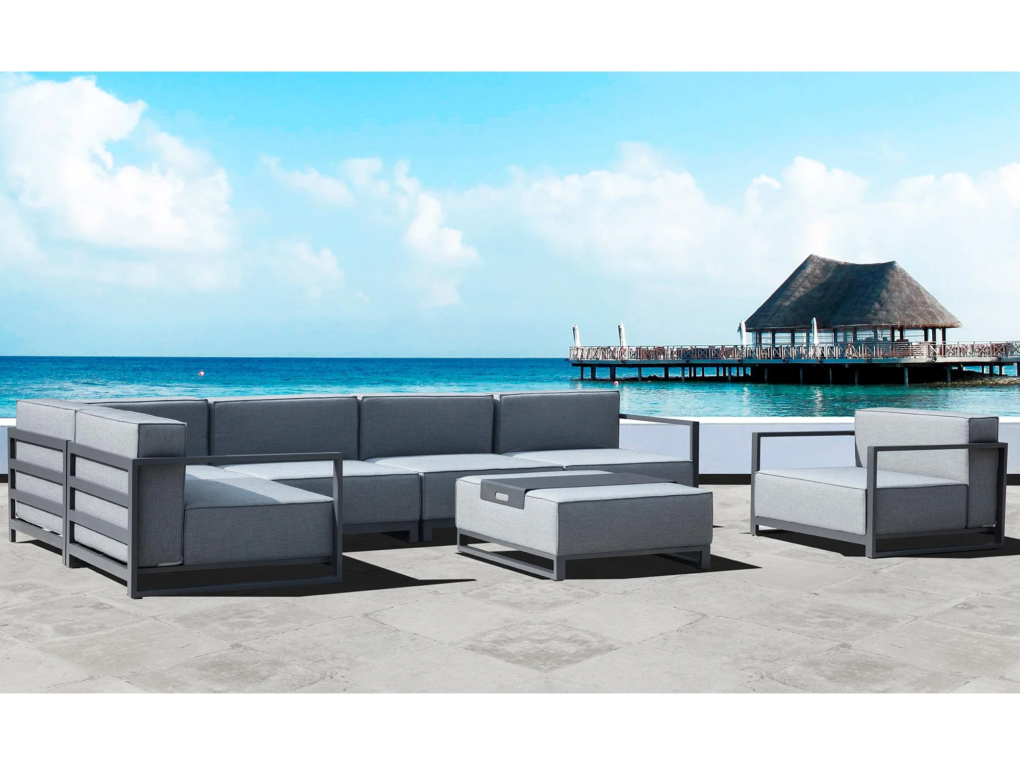 Gray Aluminum Modular Armless Chair By Homeroots - Image 3