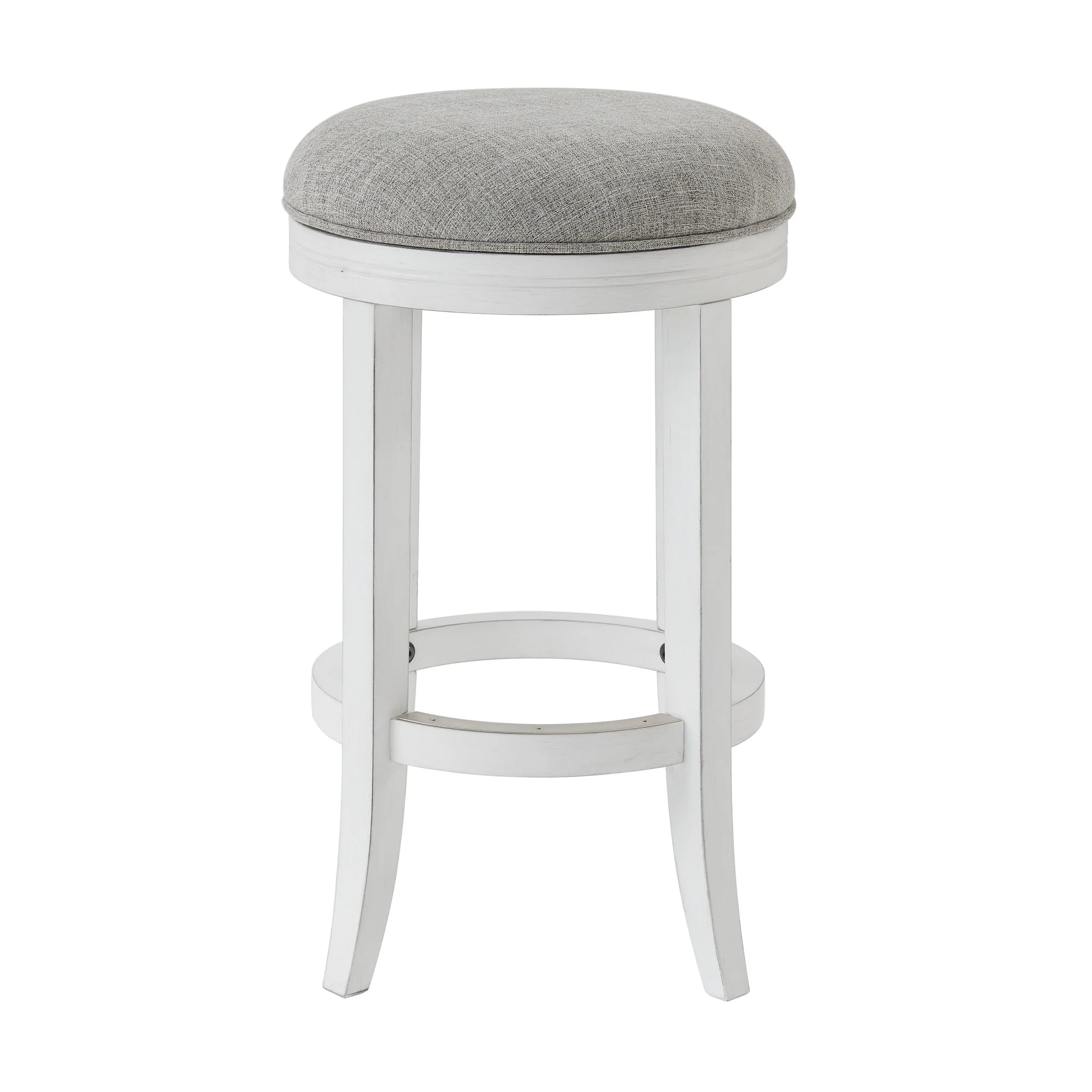 Gray And Antiqued White Solid Wood Swivel Backless Counter Height Bar Chair By Homeroots - Image 5