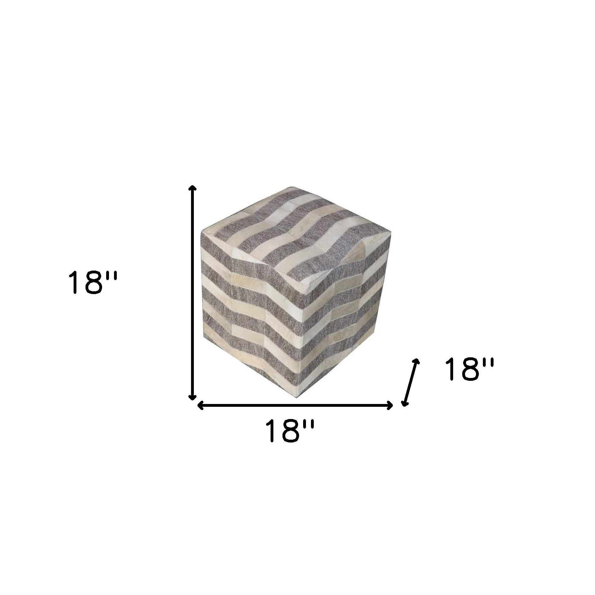 Gray and Beige Hair on Hide Cube Chevron Pouf Ottoman By Homeroots - Image 5