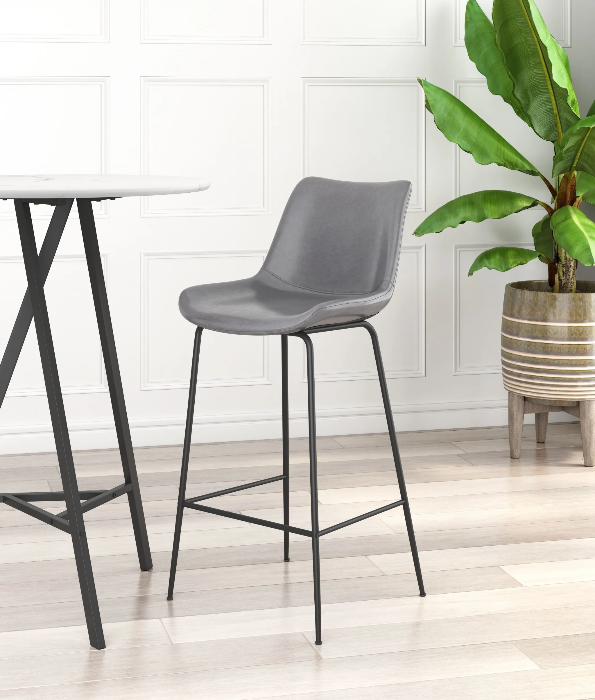 Gray and Black Bar Chair By Homeroots - Image 6