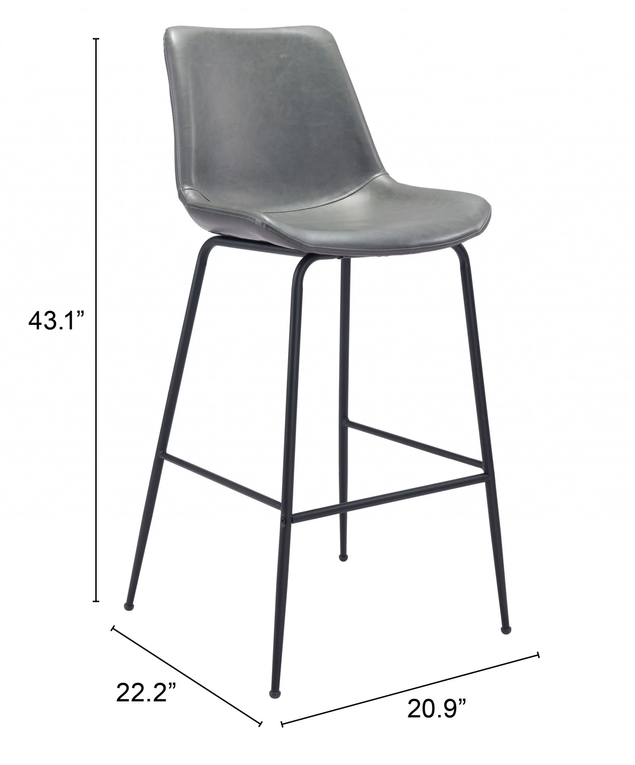 Gray and Black Bar Chair By Homeroots - Image 9