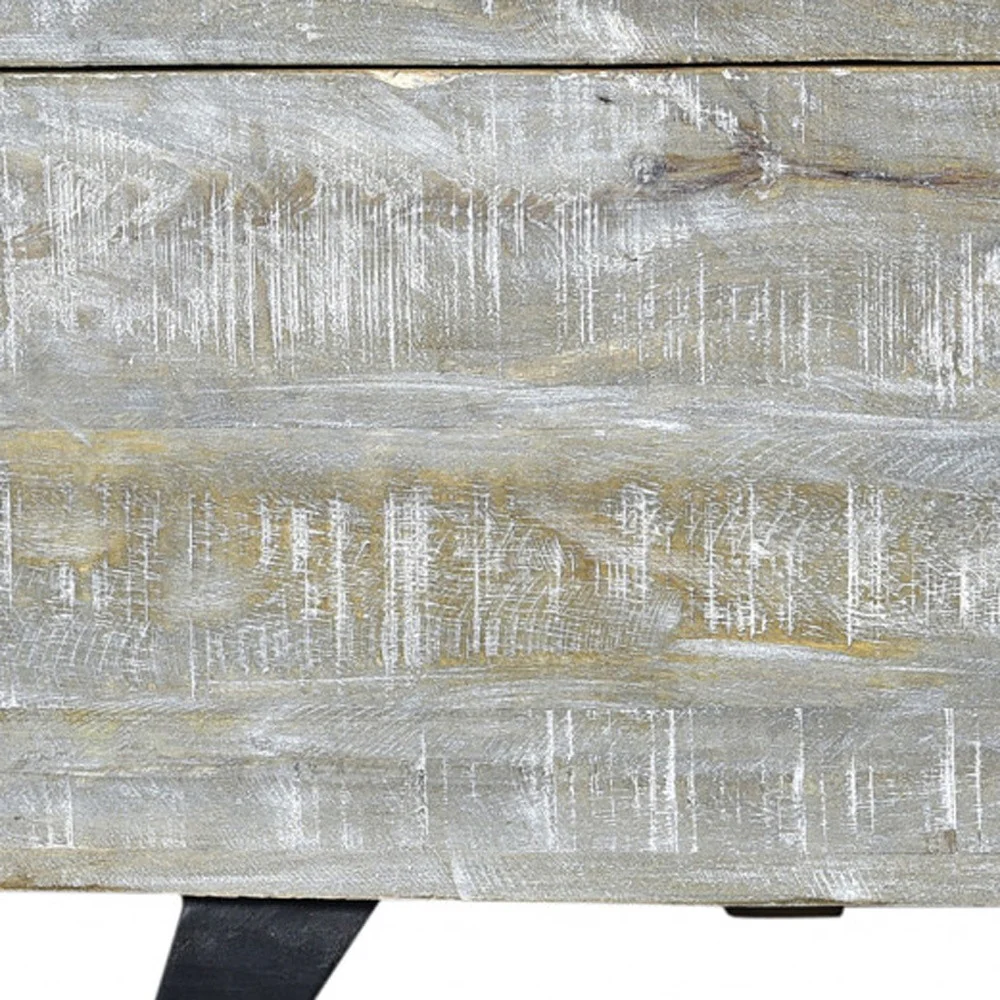 Gray and Black Distressed Solid Wood Storage Bench with Flip Top By Homeroots - Image 5